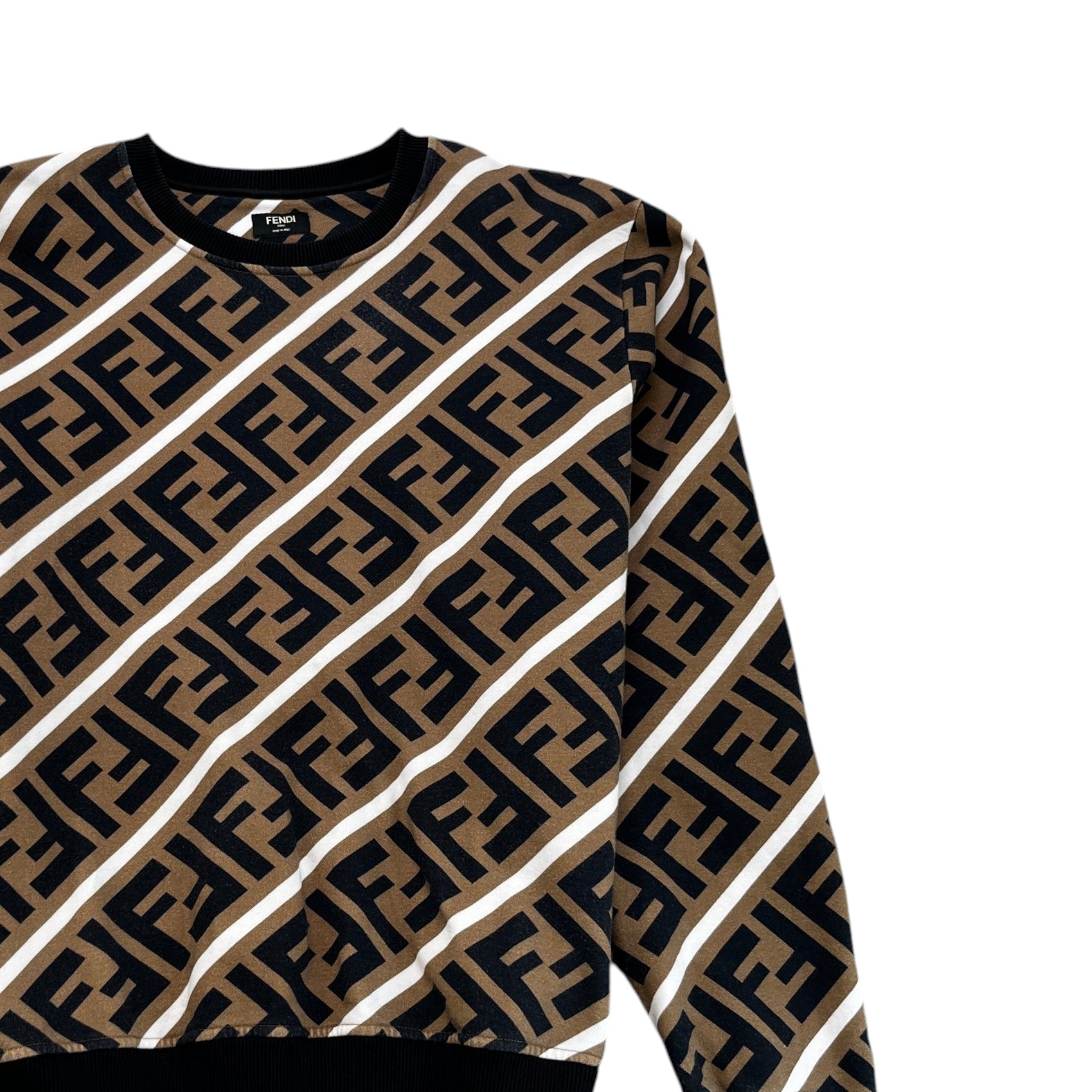 Men's Diagonal Ff Monogram Sweatshirt Beige Size XXL