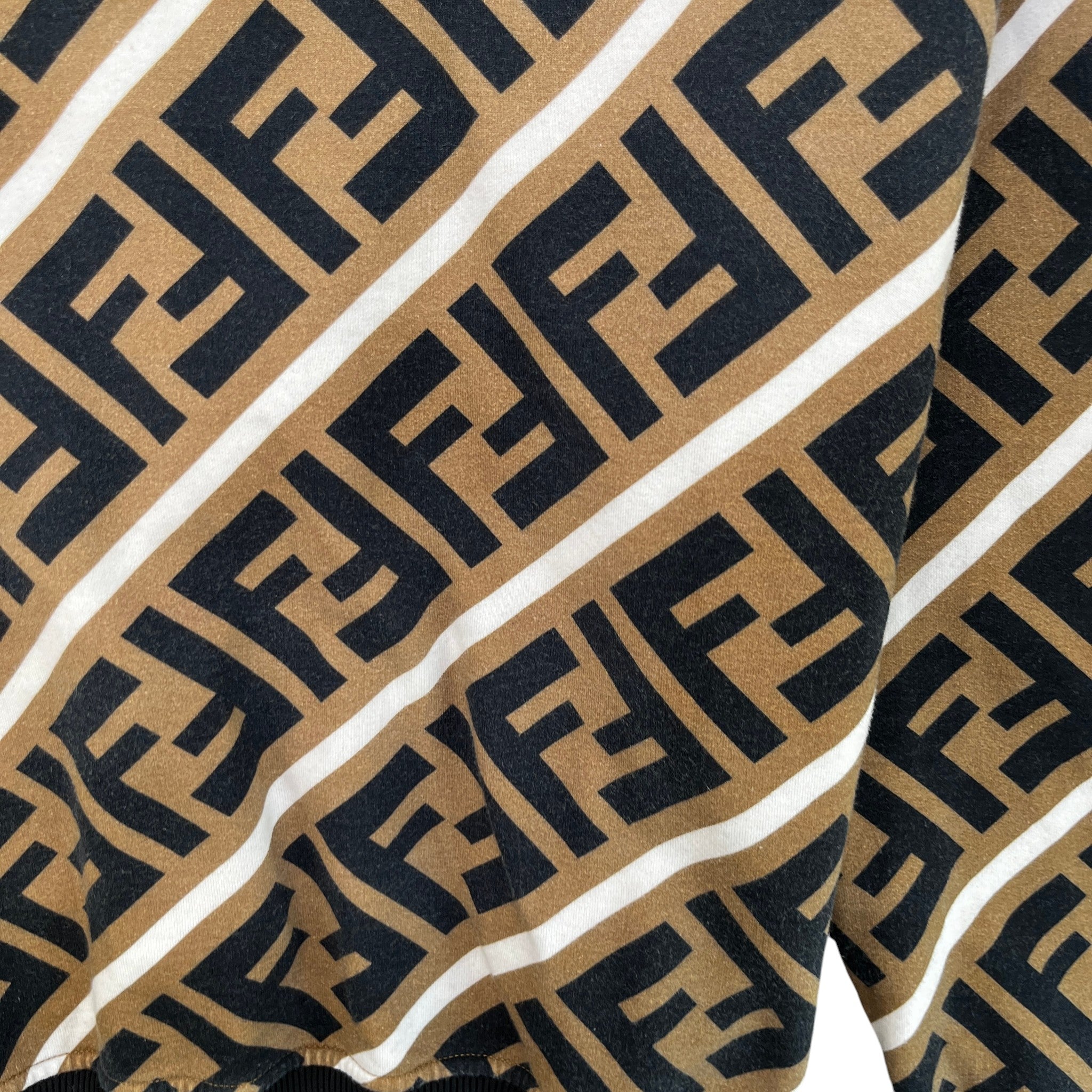 Men's Diagonal Ff Monogram Sweatshirt Beige Size XXL