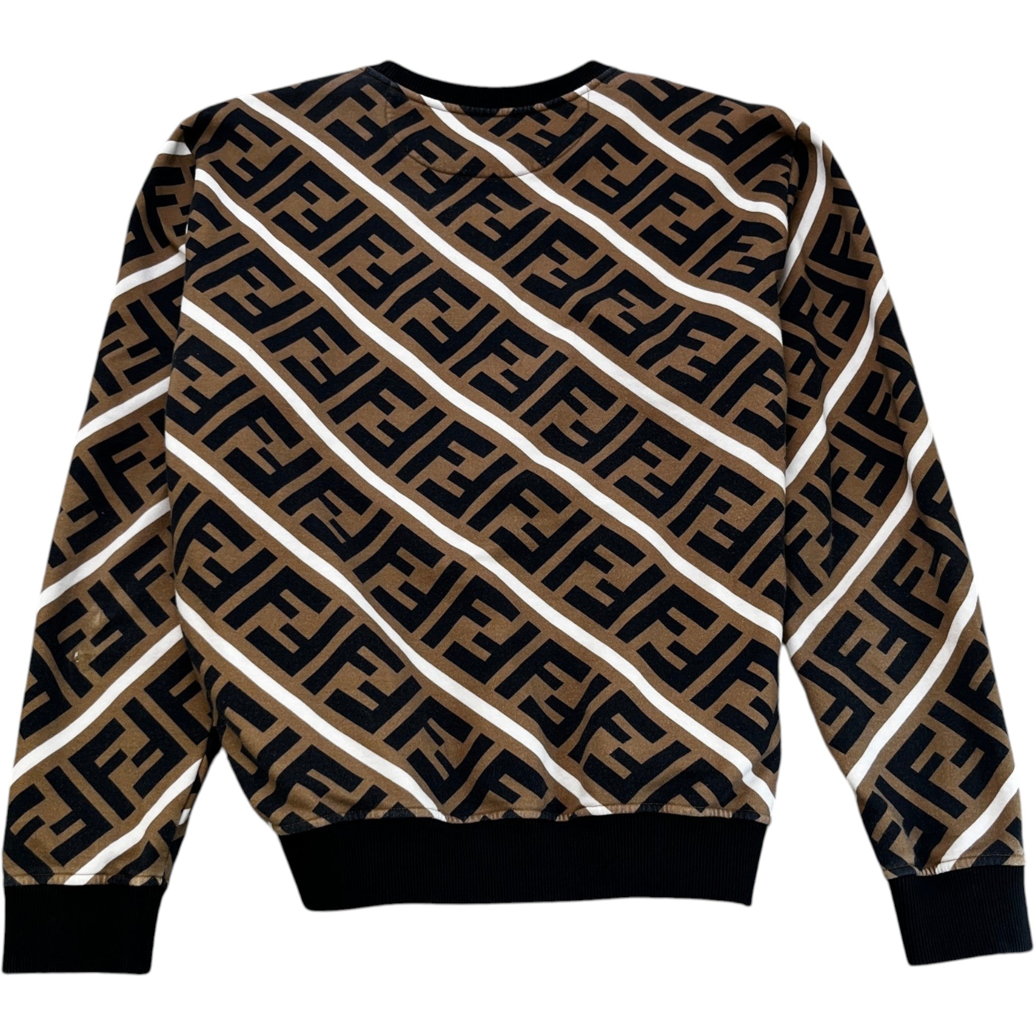 Men's Diagonal Ff Monogram Sweatshirt Beige Size XXL