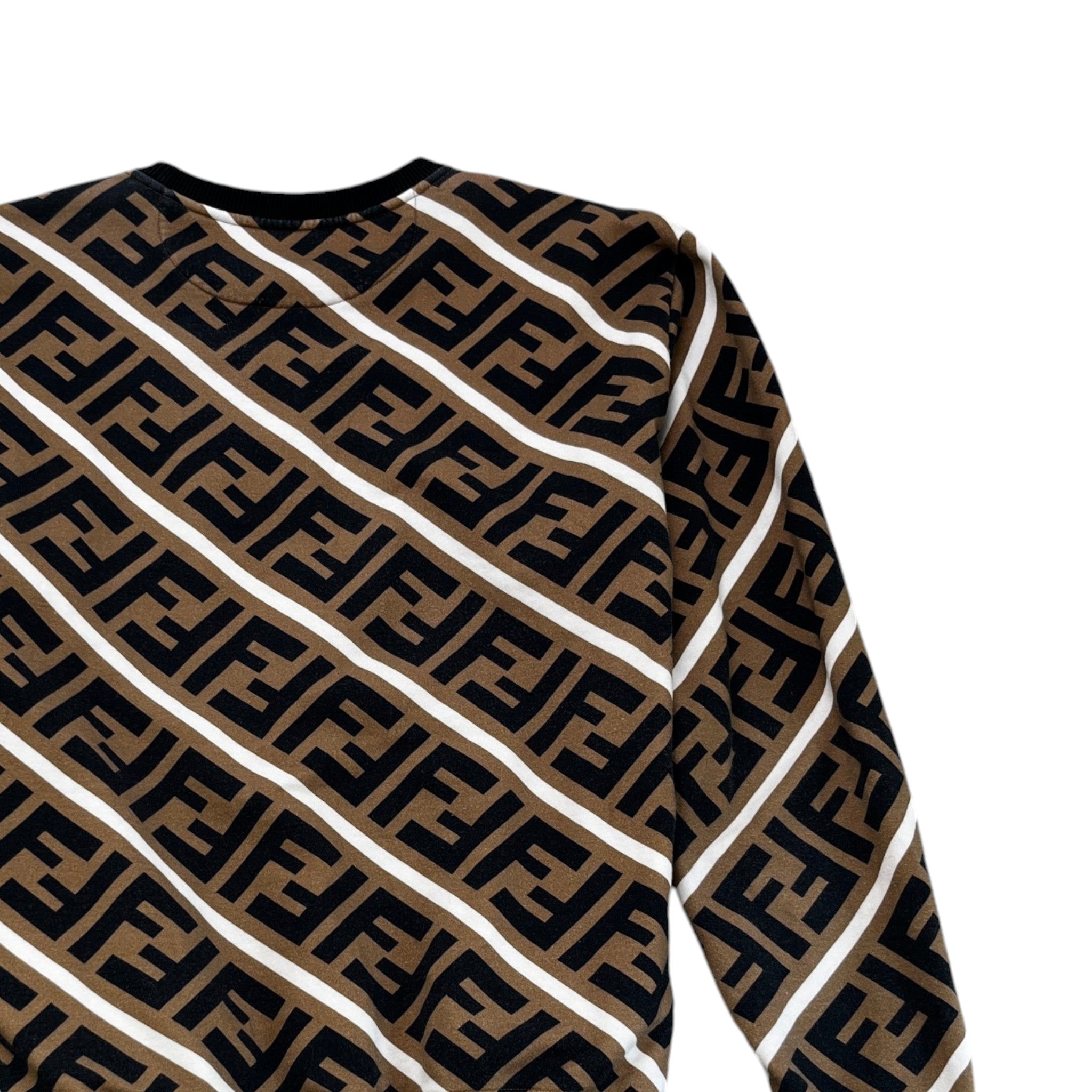 Men's Diagonal Ff Monogram Sweatshirt Beige Size XXL