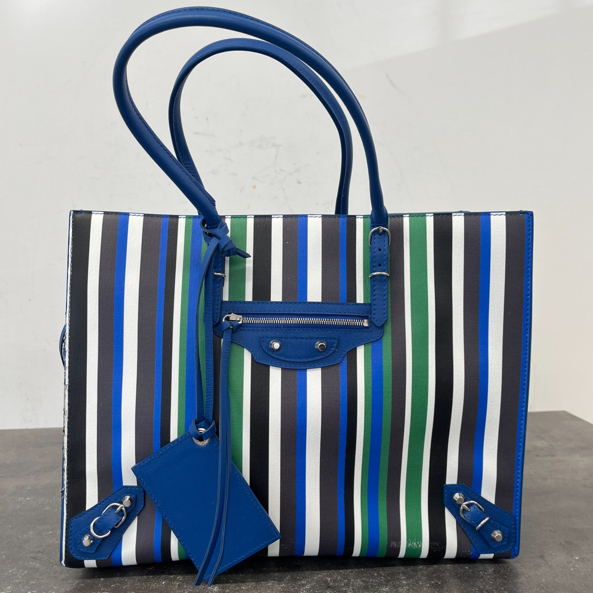 Women's Striped Papier B4 Zip Around Handbag Blue