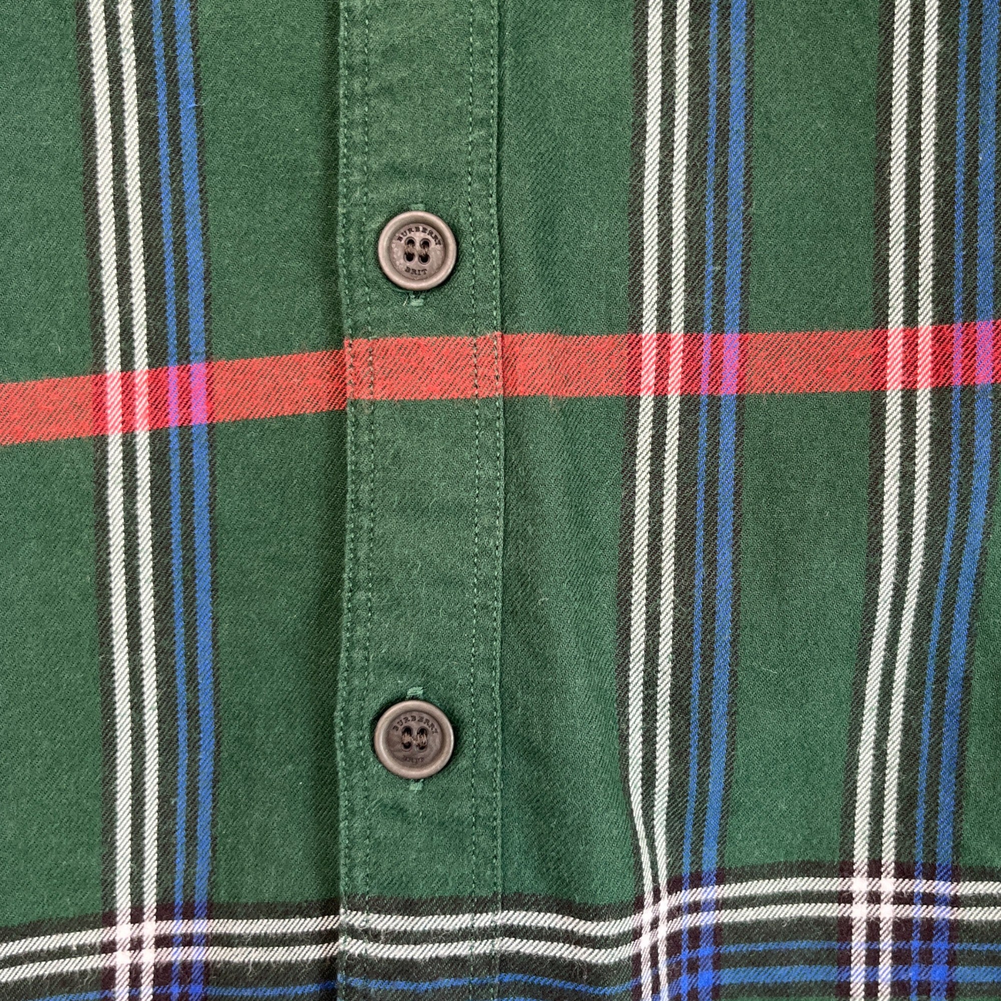 Men's Checkered Long Sleeve Shirt Green Size XS