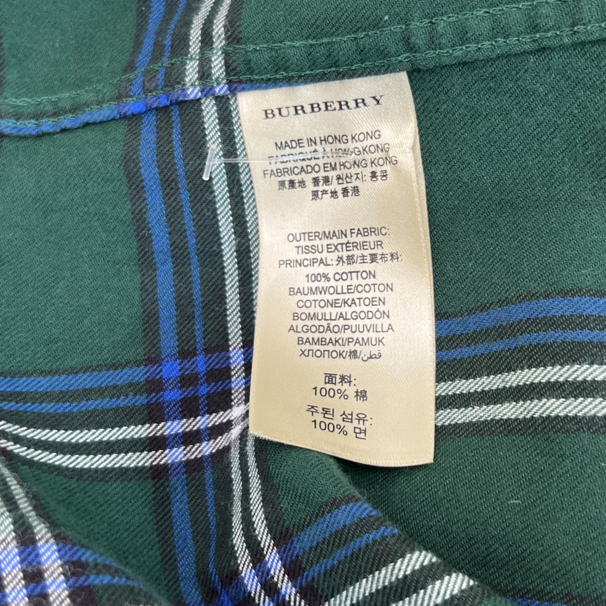 Men's Checkered Long Sleeve Shirt Green Size XS