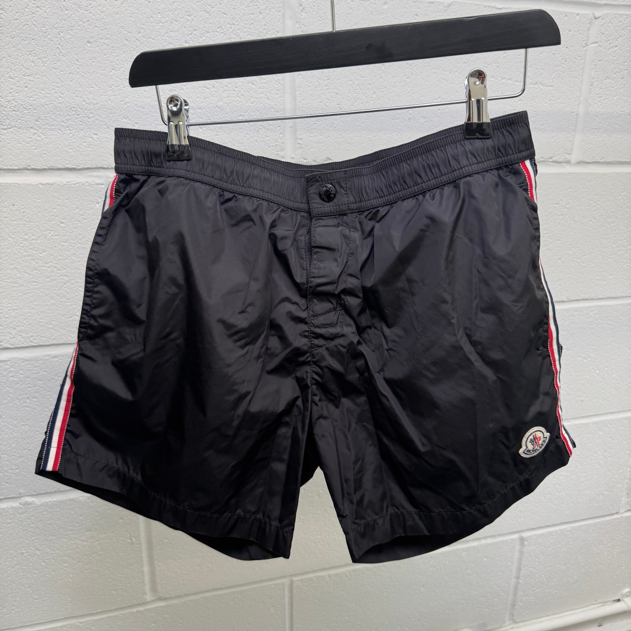 Men's Logo Patch Swim Shorts Black Size M