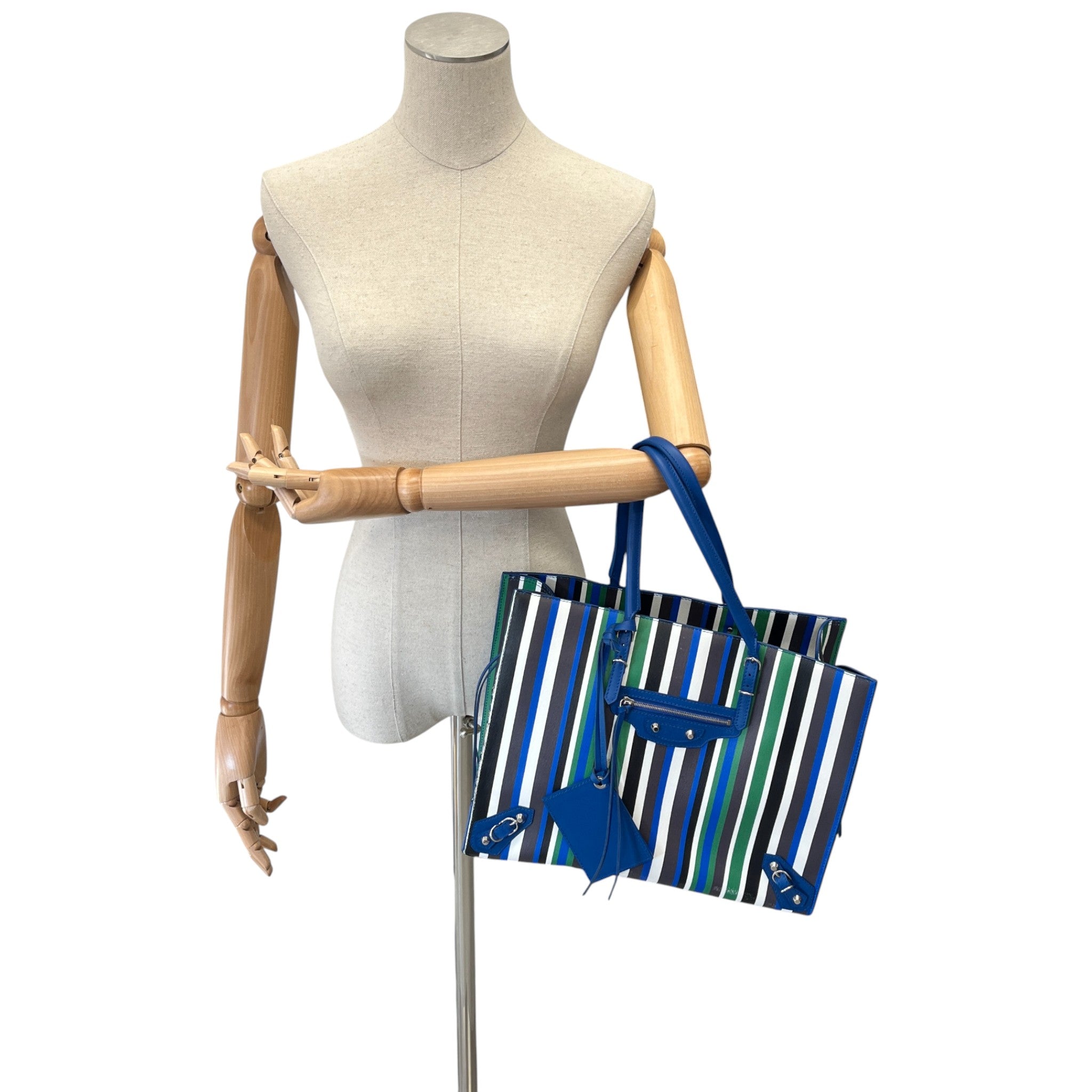 Women's Striped Papier B4 Zip Around Handbag Blue