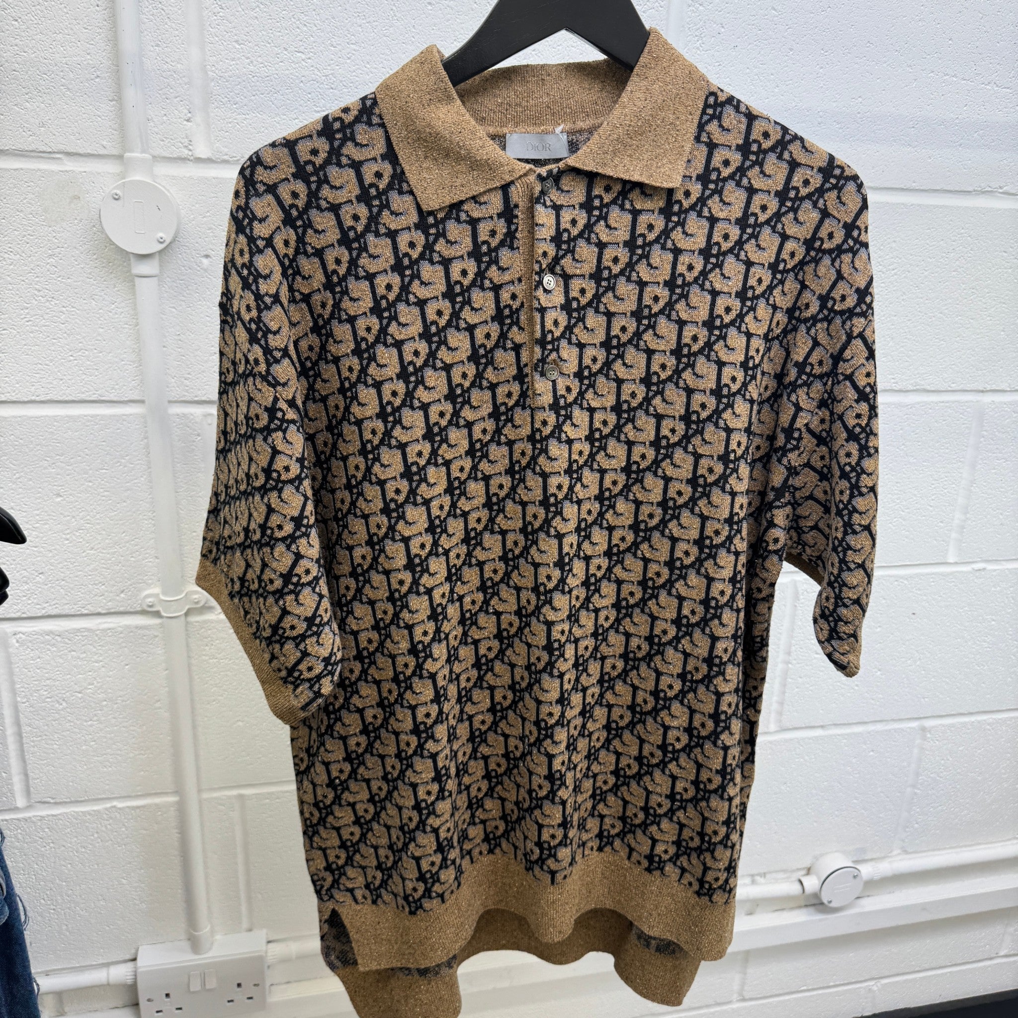 Men's X Cactus Jack Oversized Oblique Polo Shirt Brown Size XS