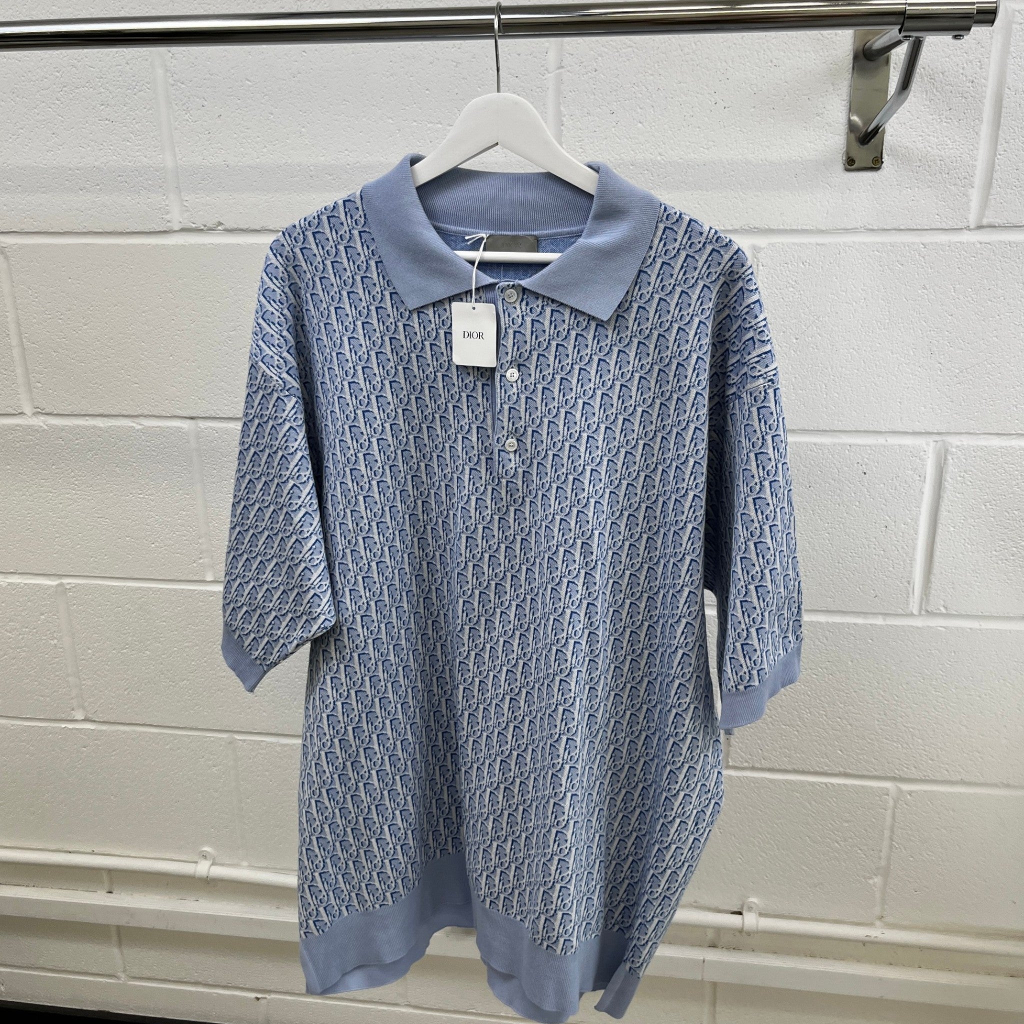 Men's Oblique Polo Shirt Blue Size XXL