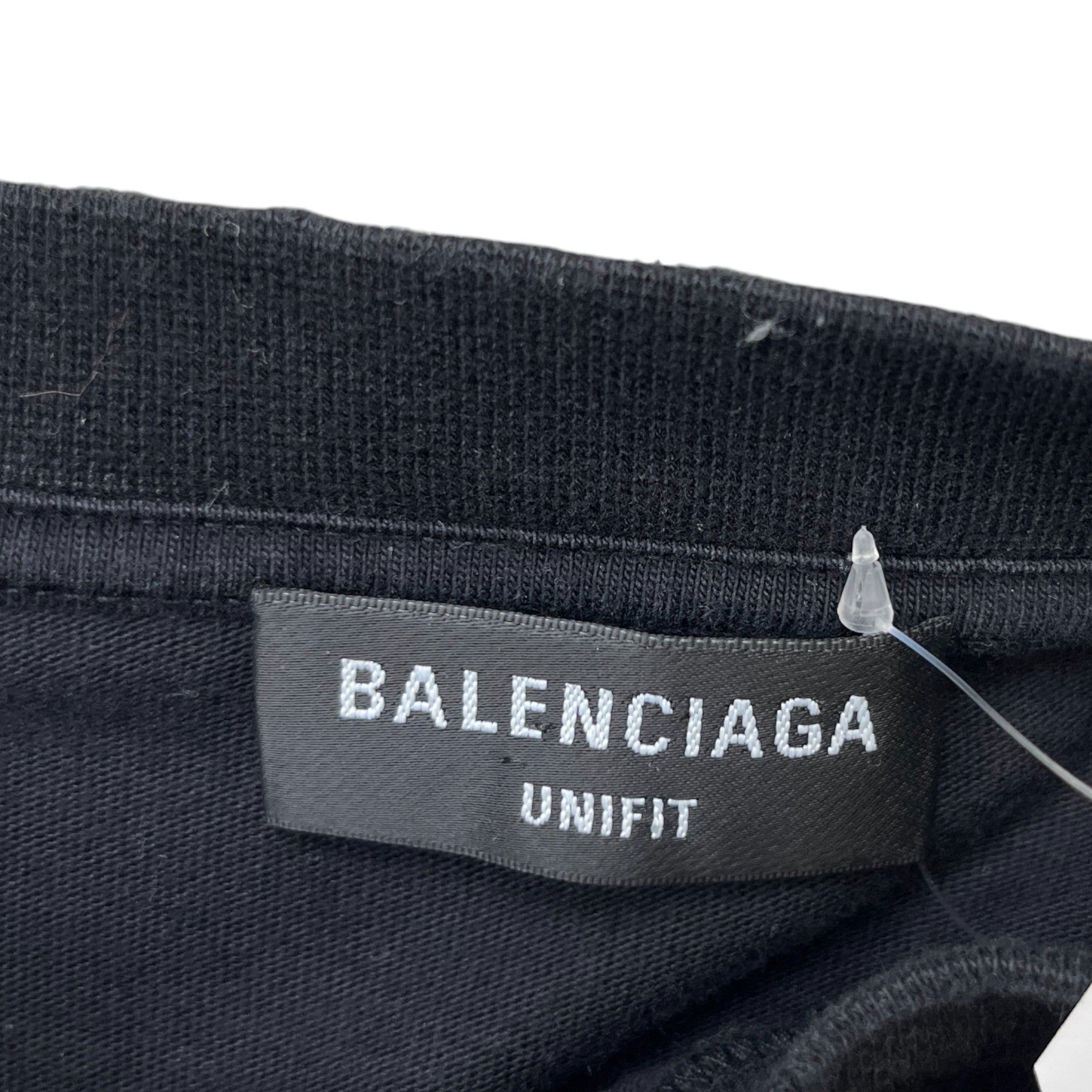 Men's Distressed Logo Print Long Sleeve T-Shirt Black Size S