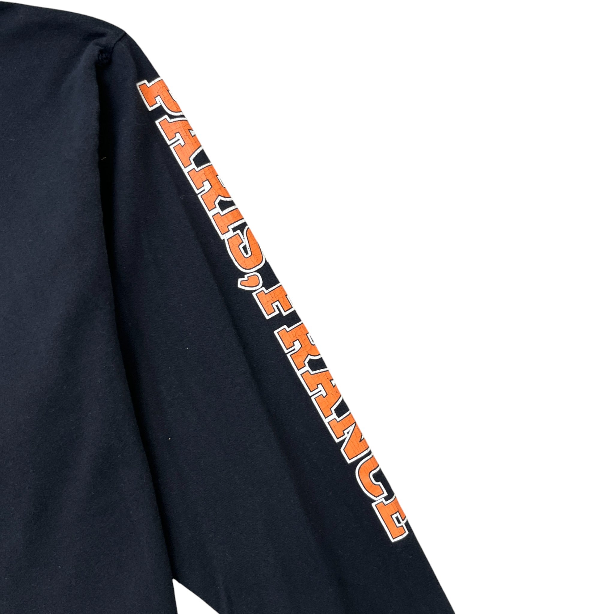 Men's Distressed Logo Print Long Sleeve T-Shirt Black Size S