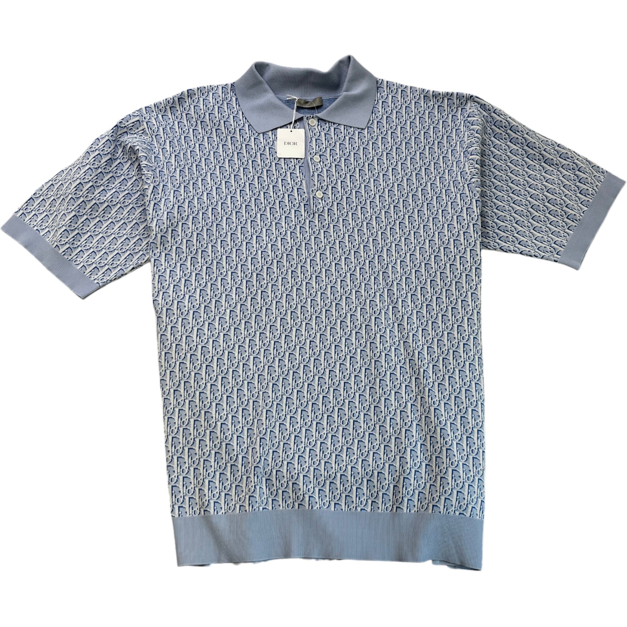 Men's Oblique Polo Shirt Blue Size XXL