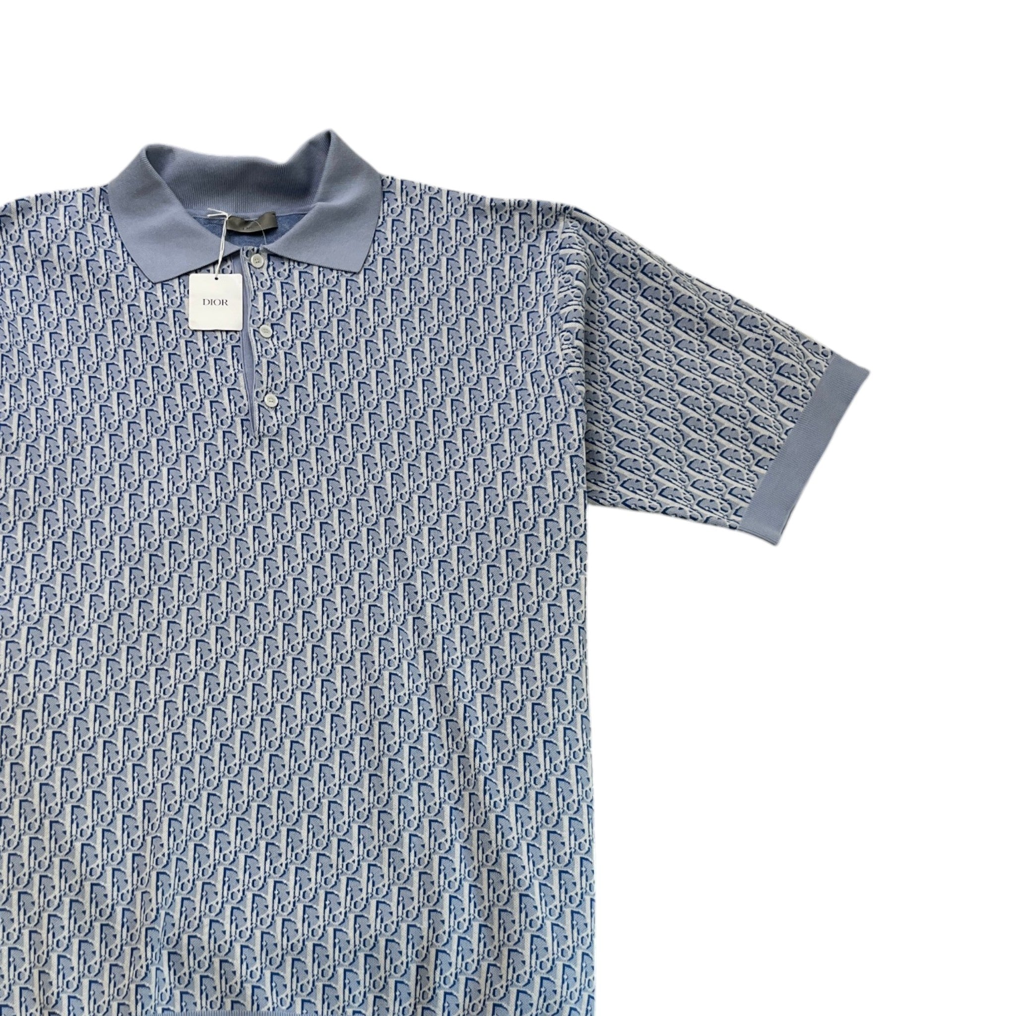 Men's Oblique Polo Shirt Blue Size XXL