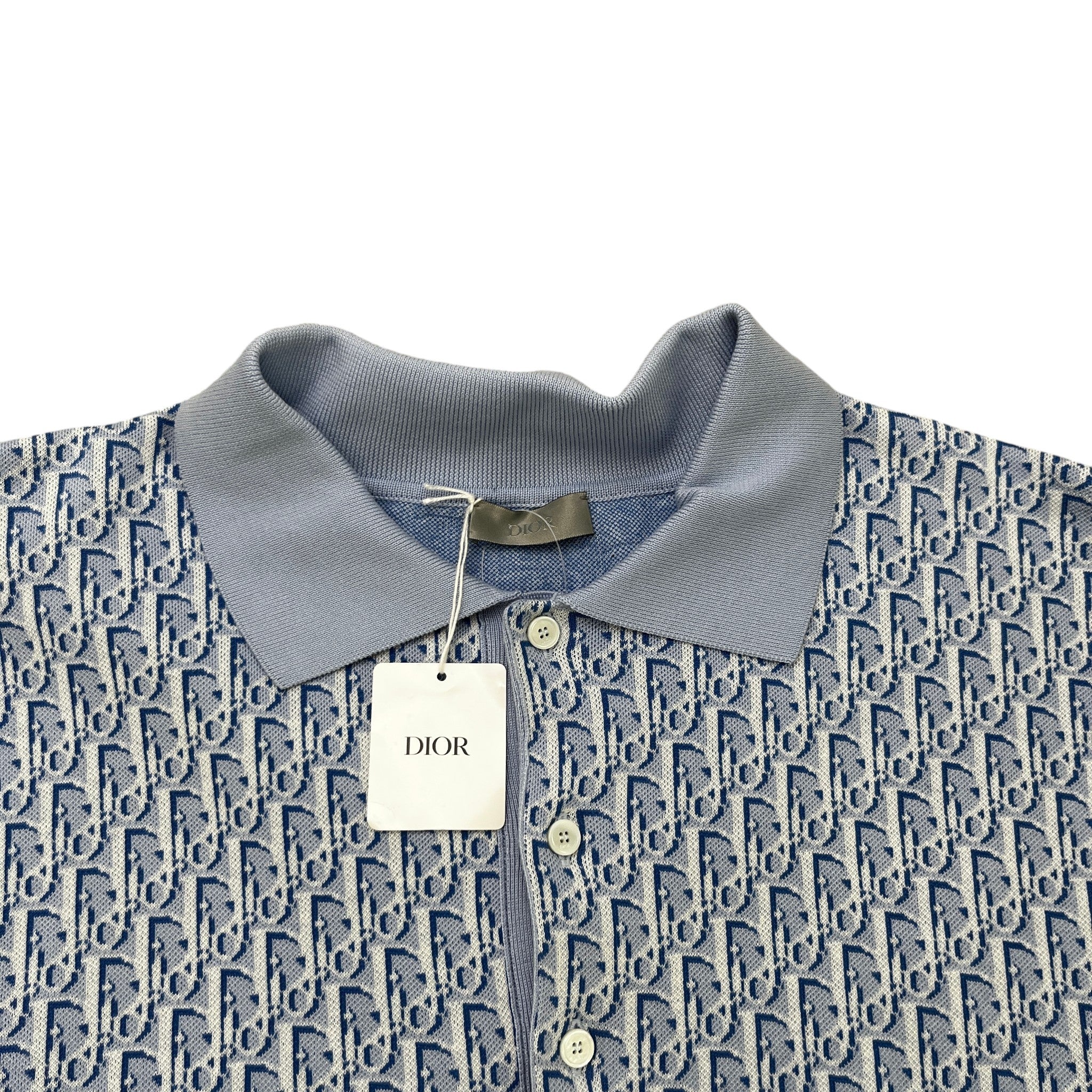 Men's Oblique Polo Shirt Blue Size XXL