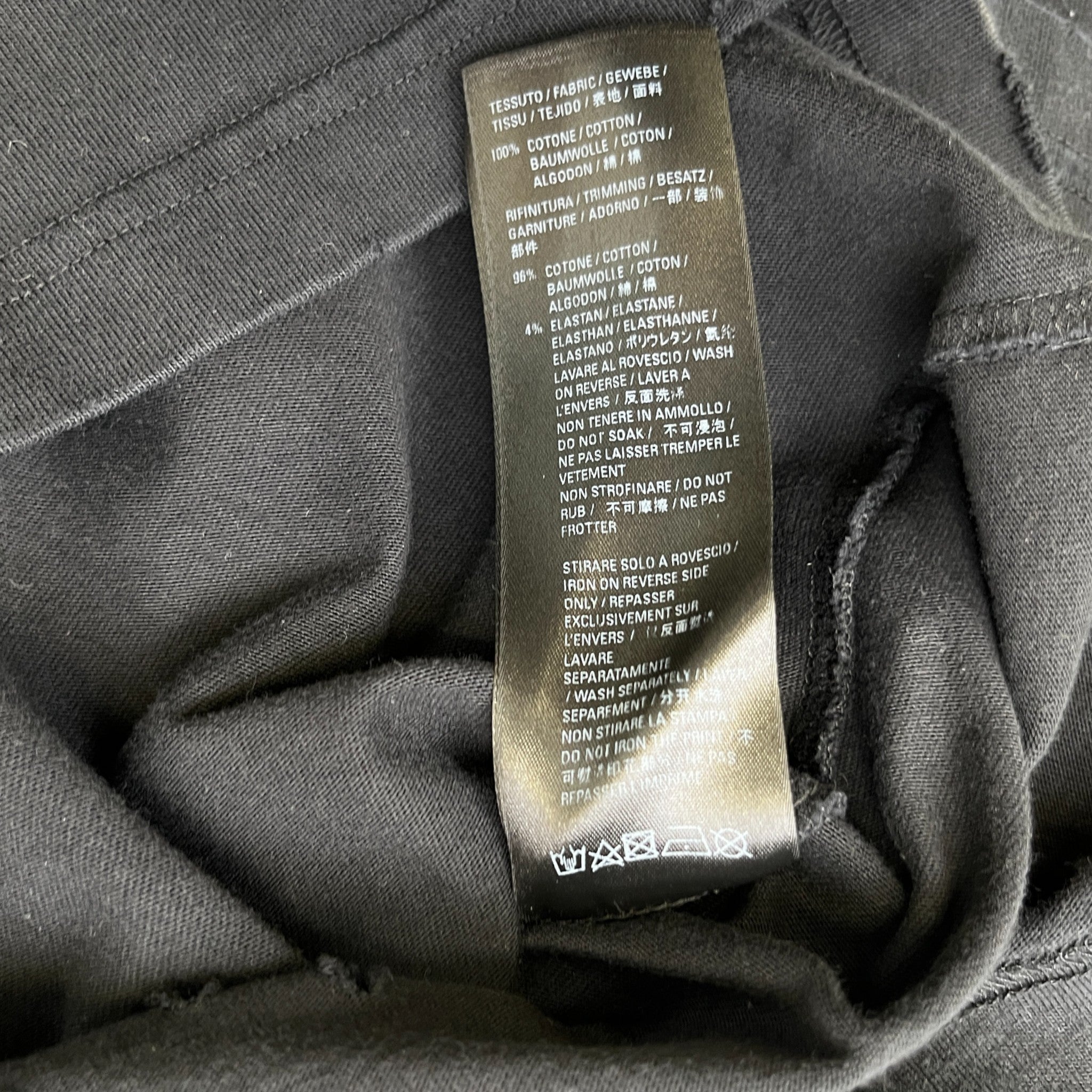 Men's Distressed Logo Print Long Sleeve T-Shirt Black Size S