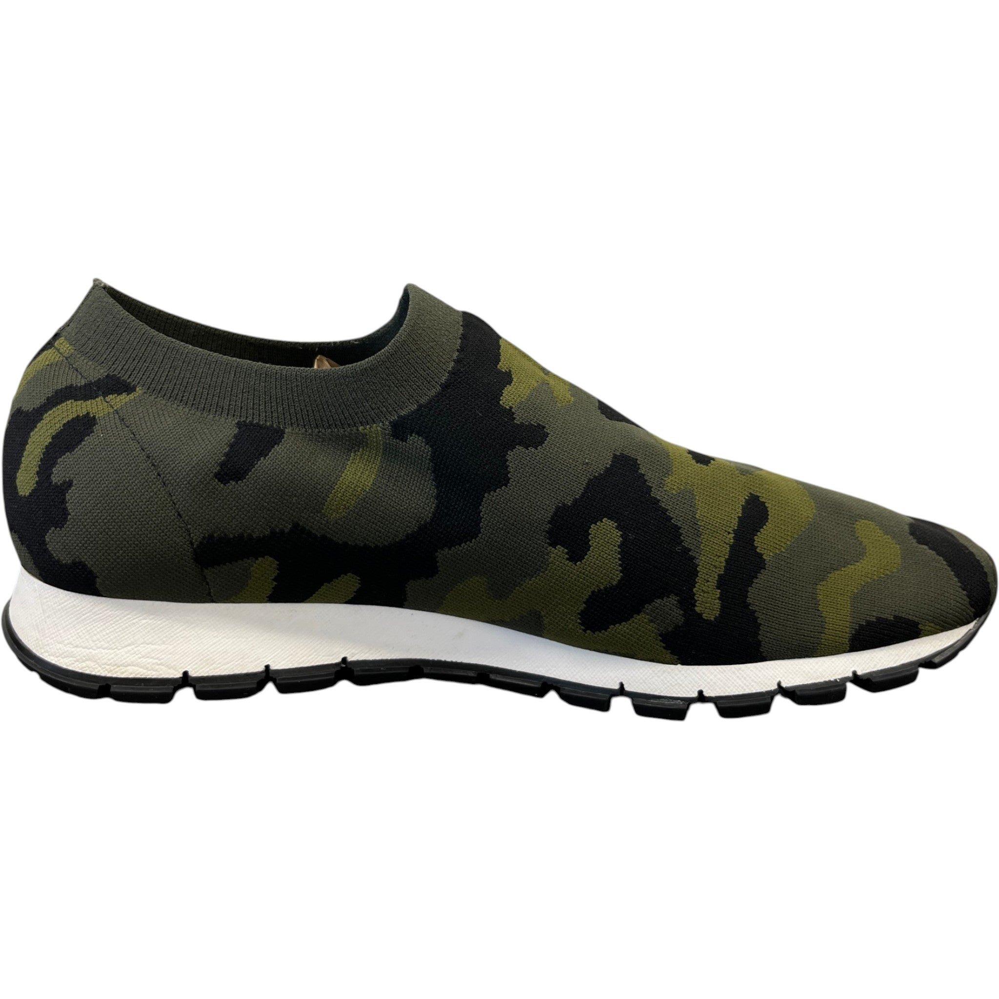 Men's Camouflage Print Knit Slip On Low Trainers Green Size EU 42 / UK 8