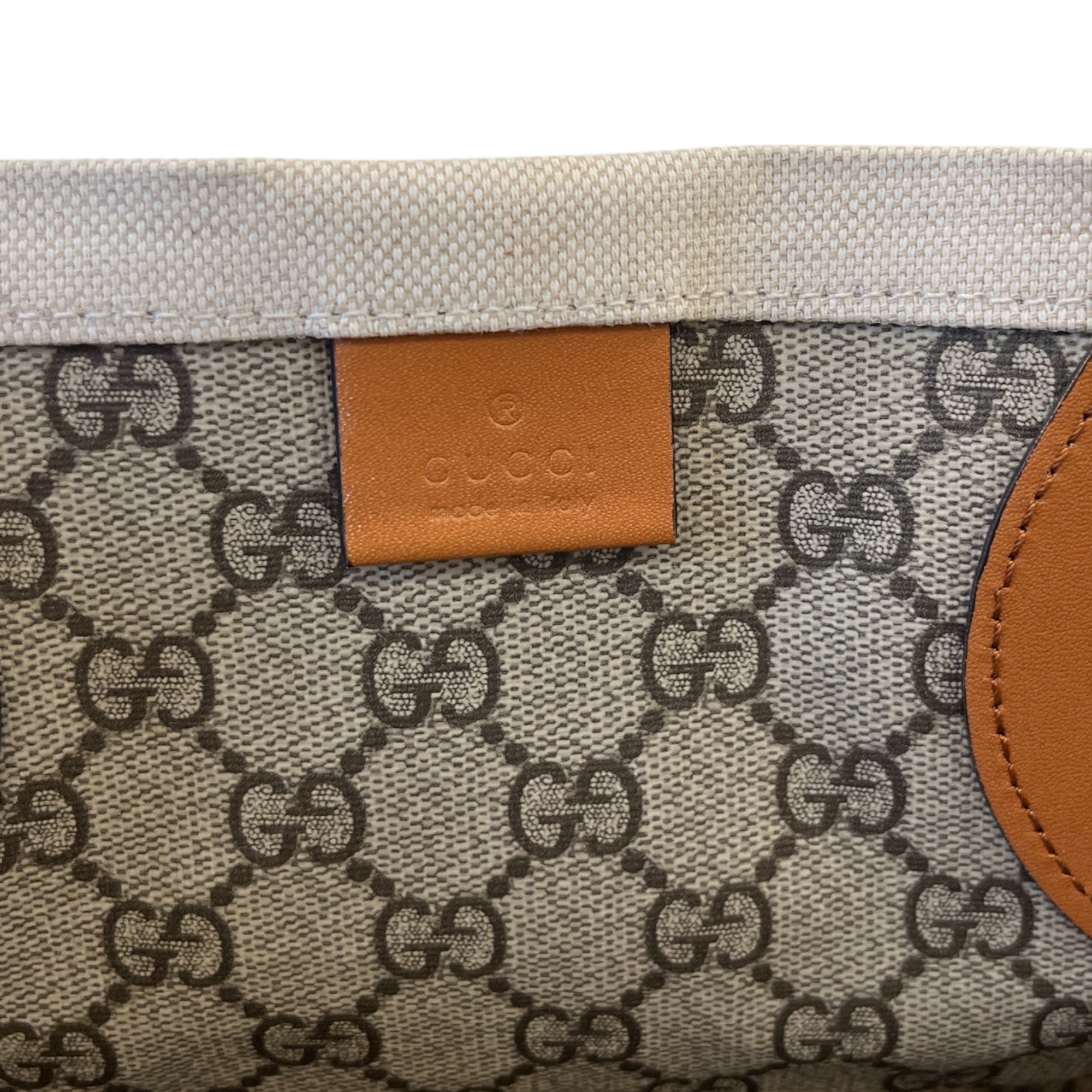 Women's Reversible Logo Print Canvas Handbag Beige