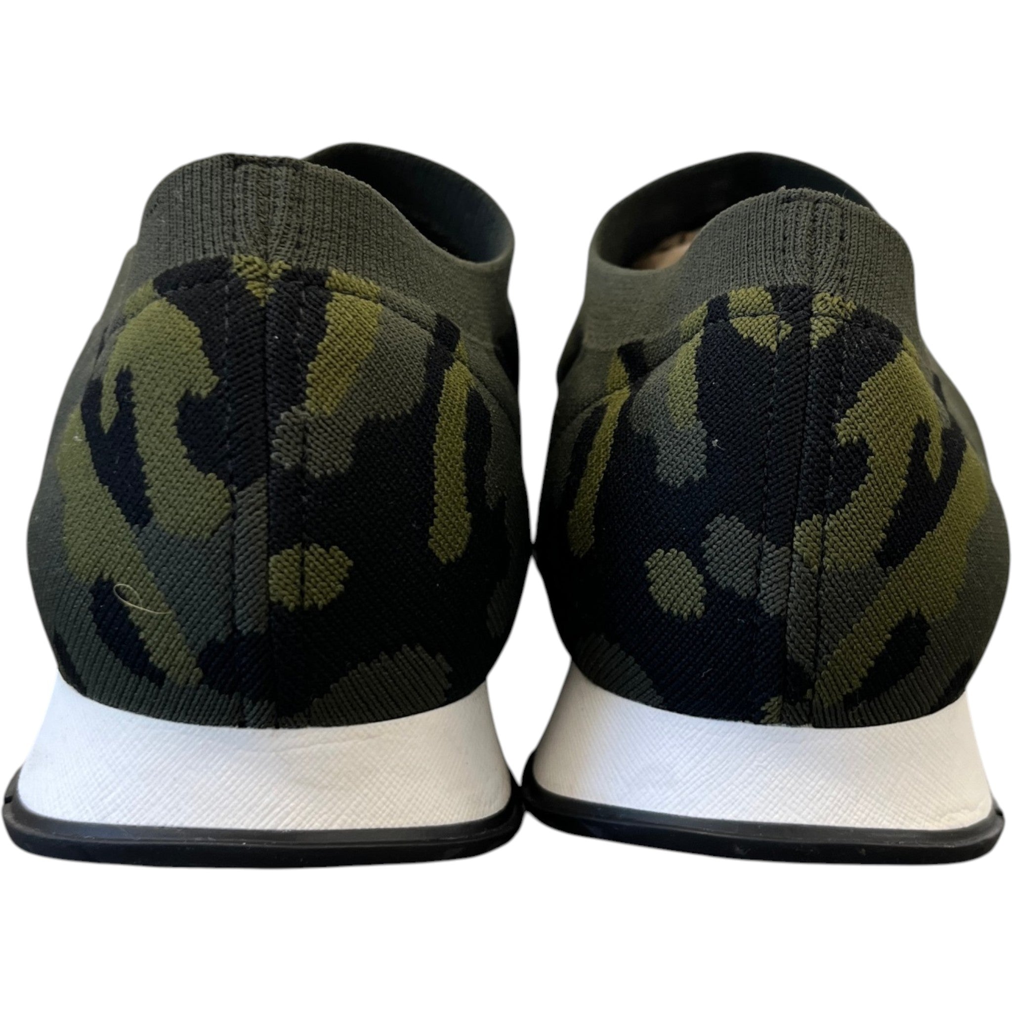 Men's Camouflage Print Knit Slip On Low Trainers Green Size EU 42 / UK 8