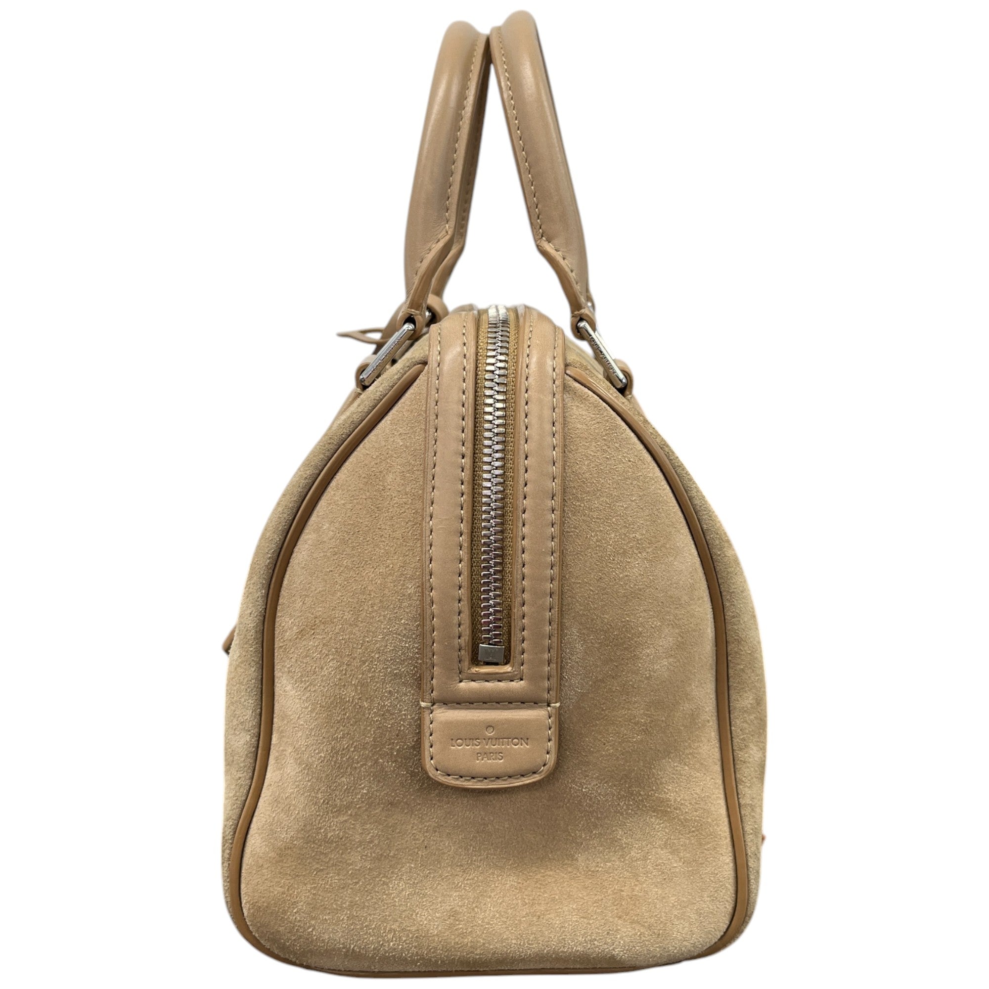 Women's Suede Cubic Illusion Fleur Speed Bag Beige