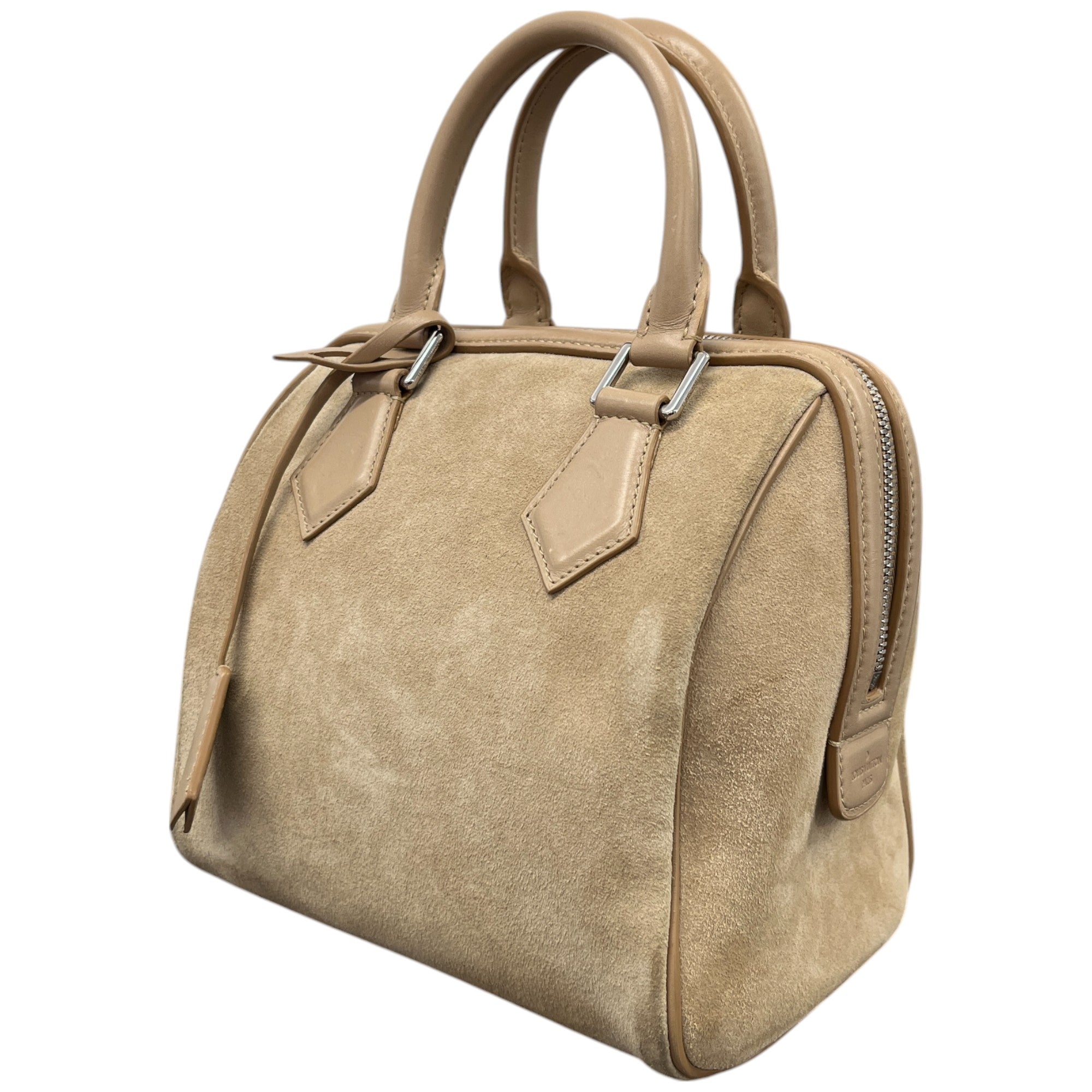 Women's Suede Cubic Illusion Fleur Speed Bag Beige