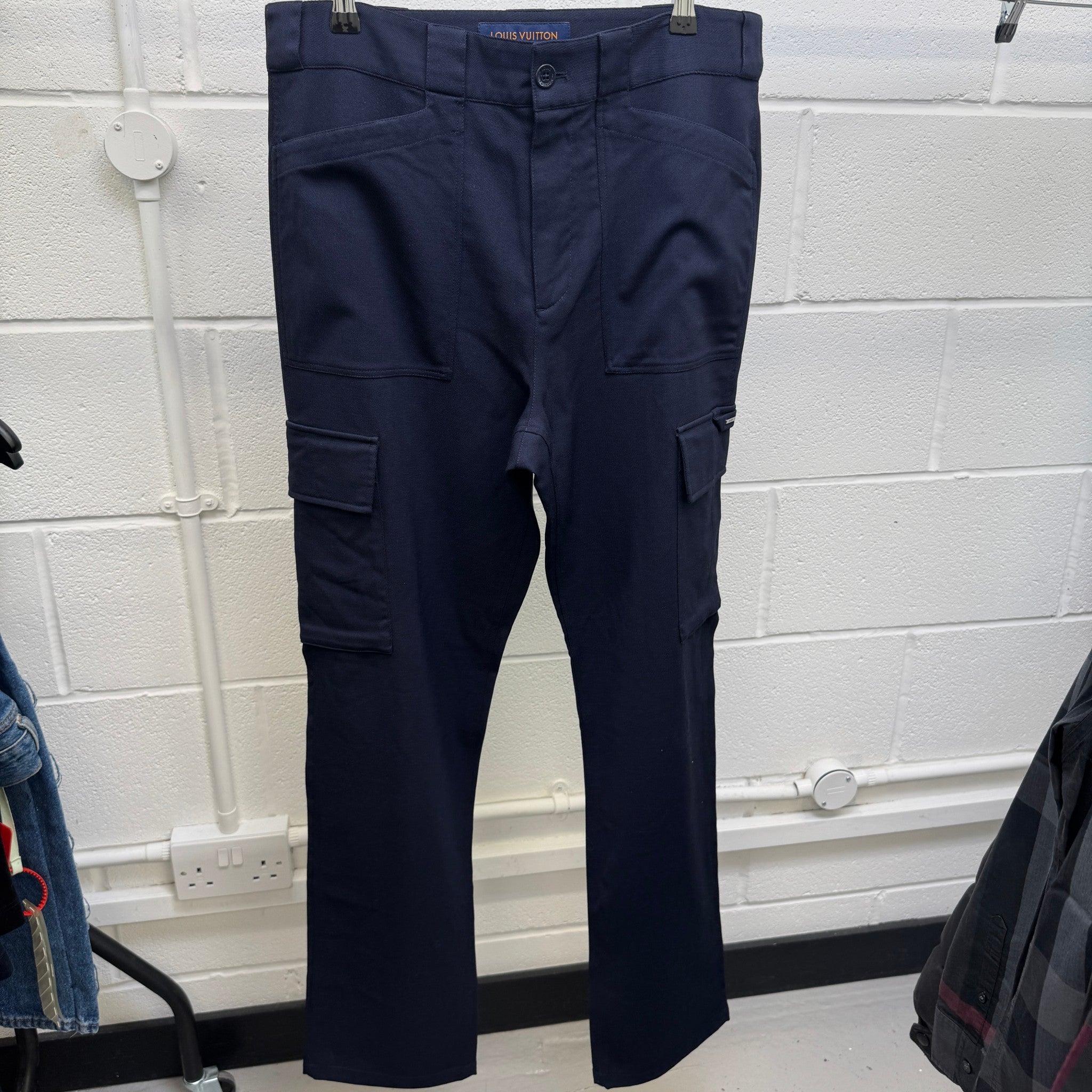 Men's Plaque Patch Pocket Trousers Navy Size Waist 42"