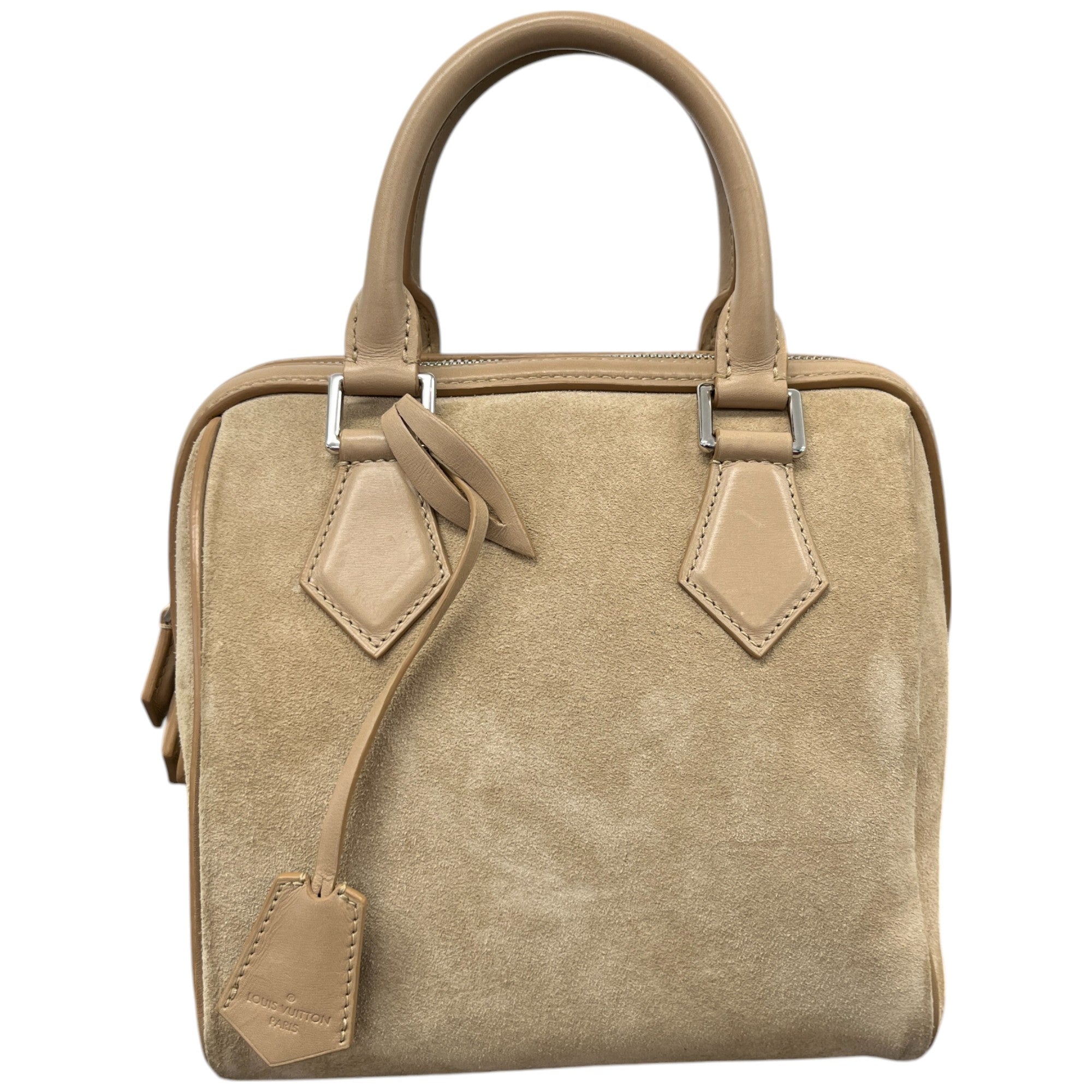 Women's Suede Cubic Illusion Fleur Speed Bag Beige