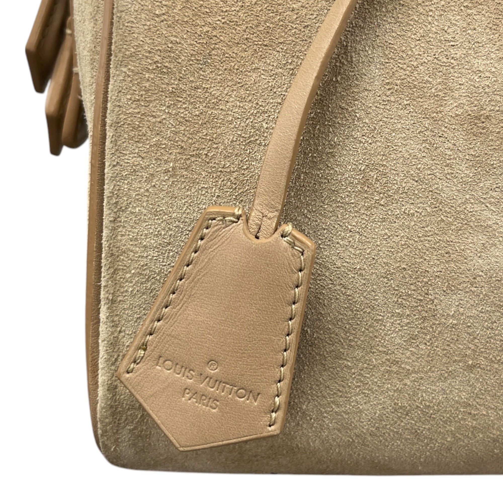 Women's Suede Cubic Illusion Fleur Speed Bag Beige