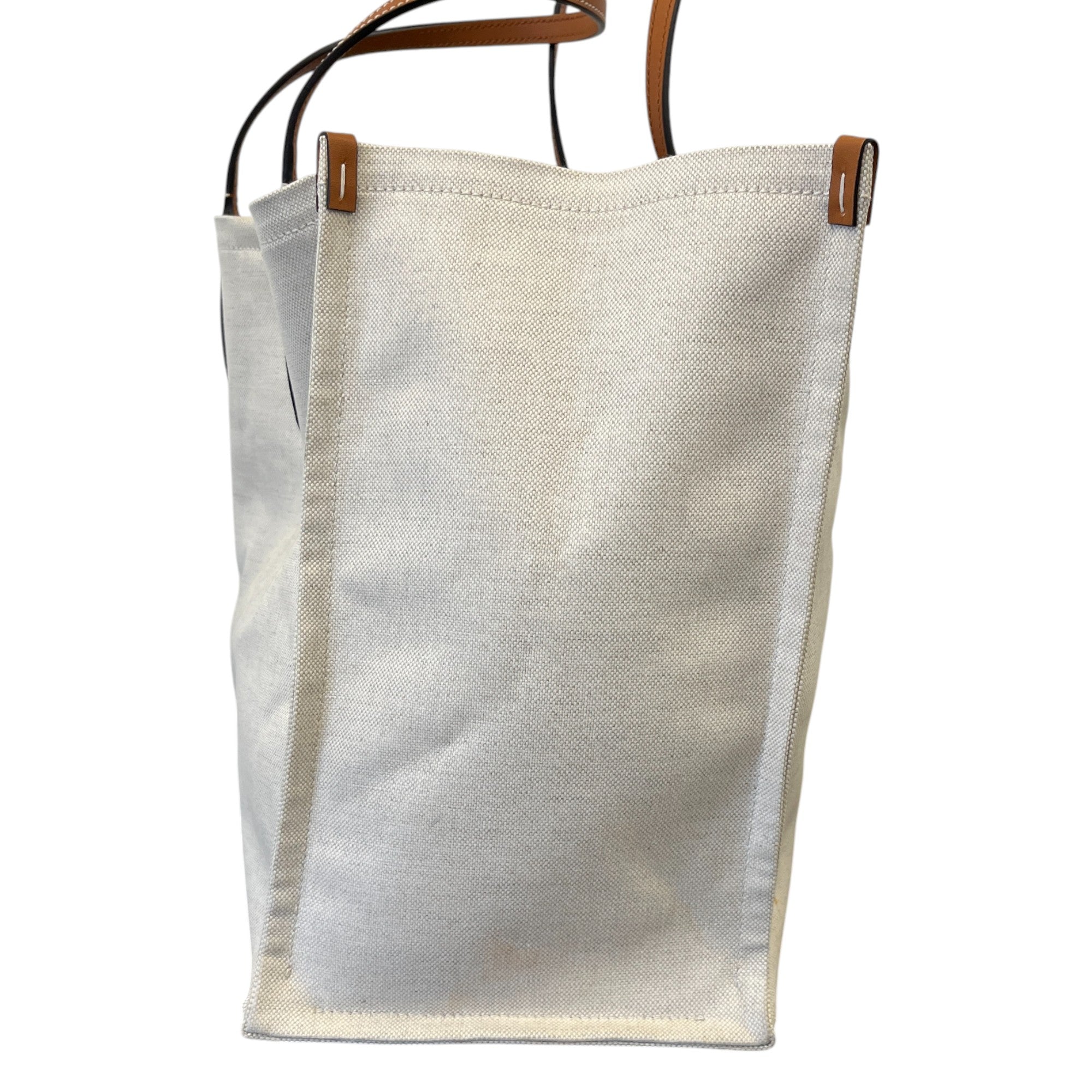 Women's Reversible Logo Print Canvas Handbag Beige