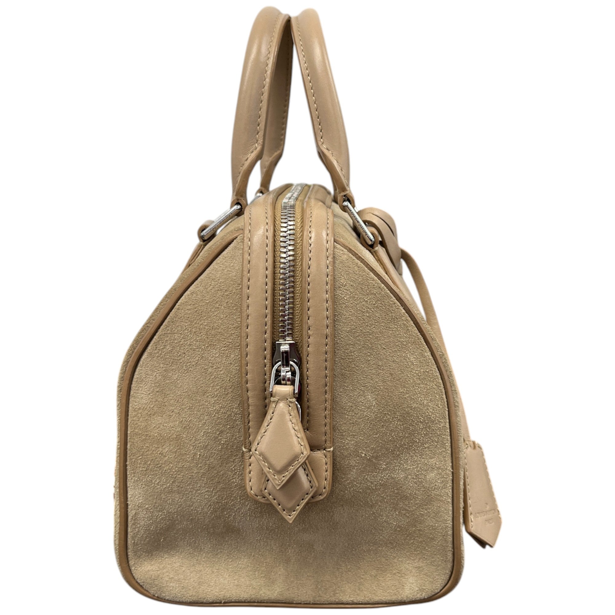 Women's Suede Cubic Illusion Fleur Speed Bag Beige