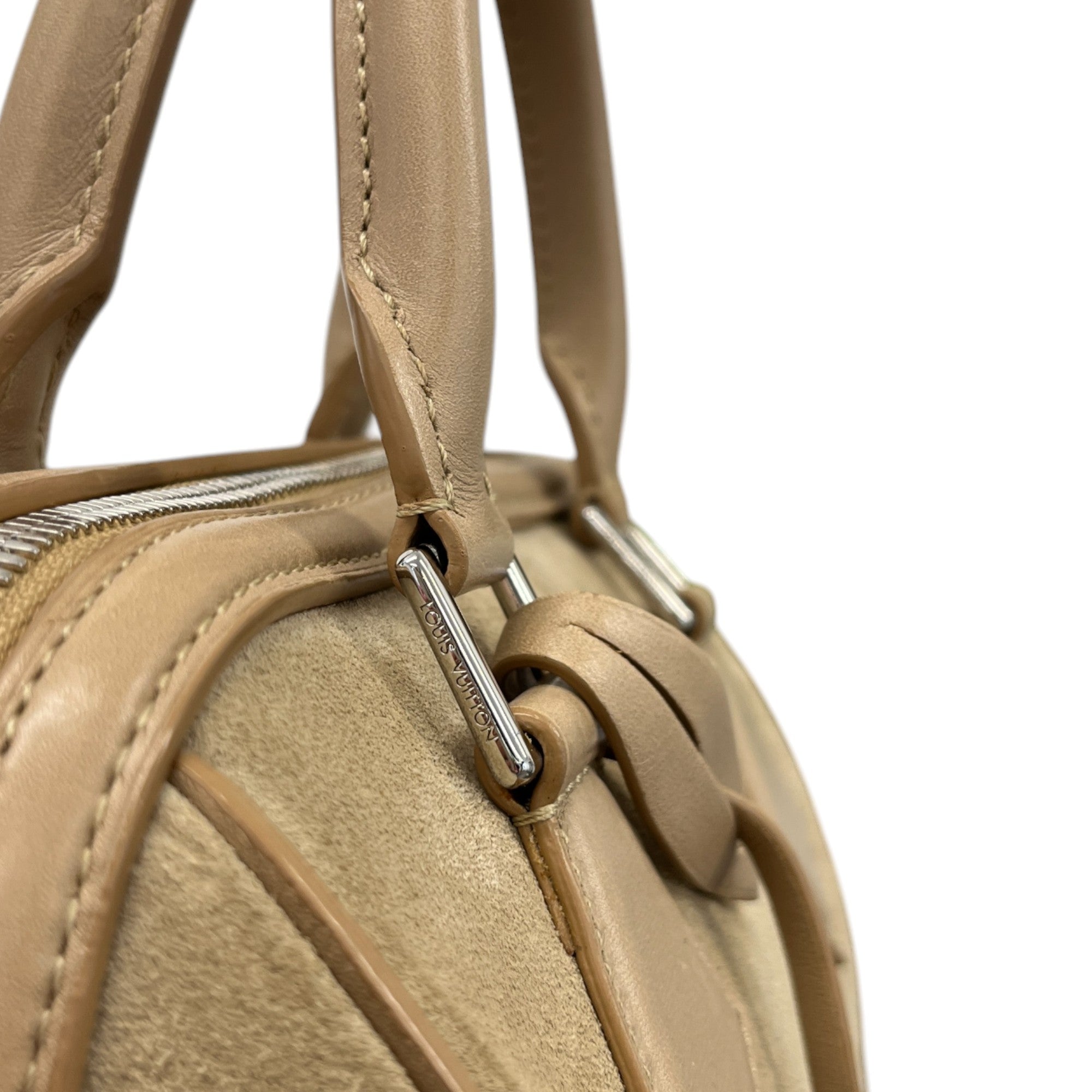 Women's Suede Cubic Illusion Fleur Speed Bag Beige