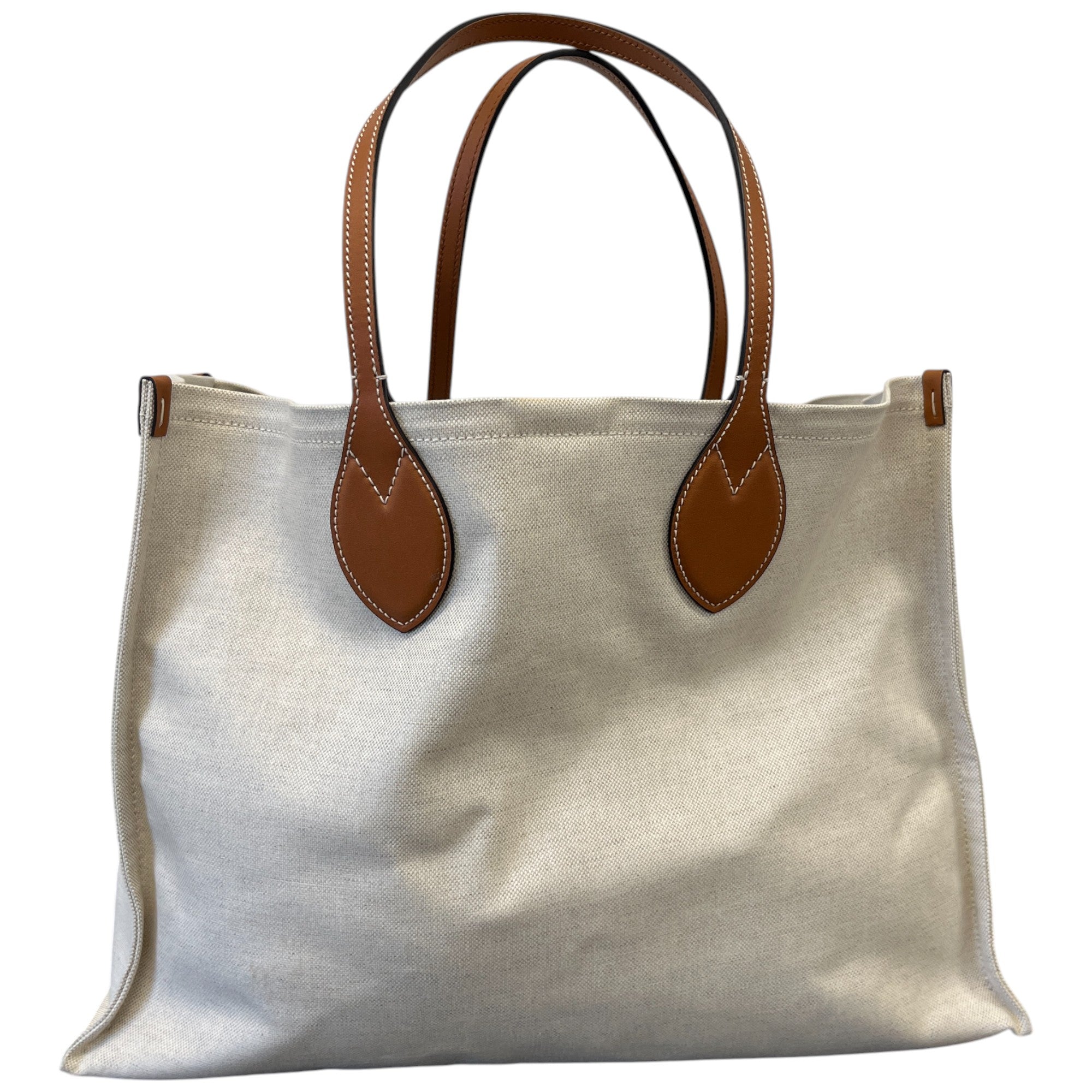 Women's Reversible Logo Print Canvas Handbag Beige