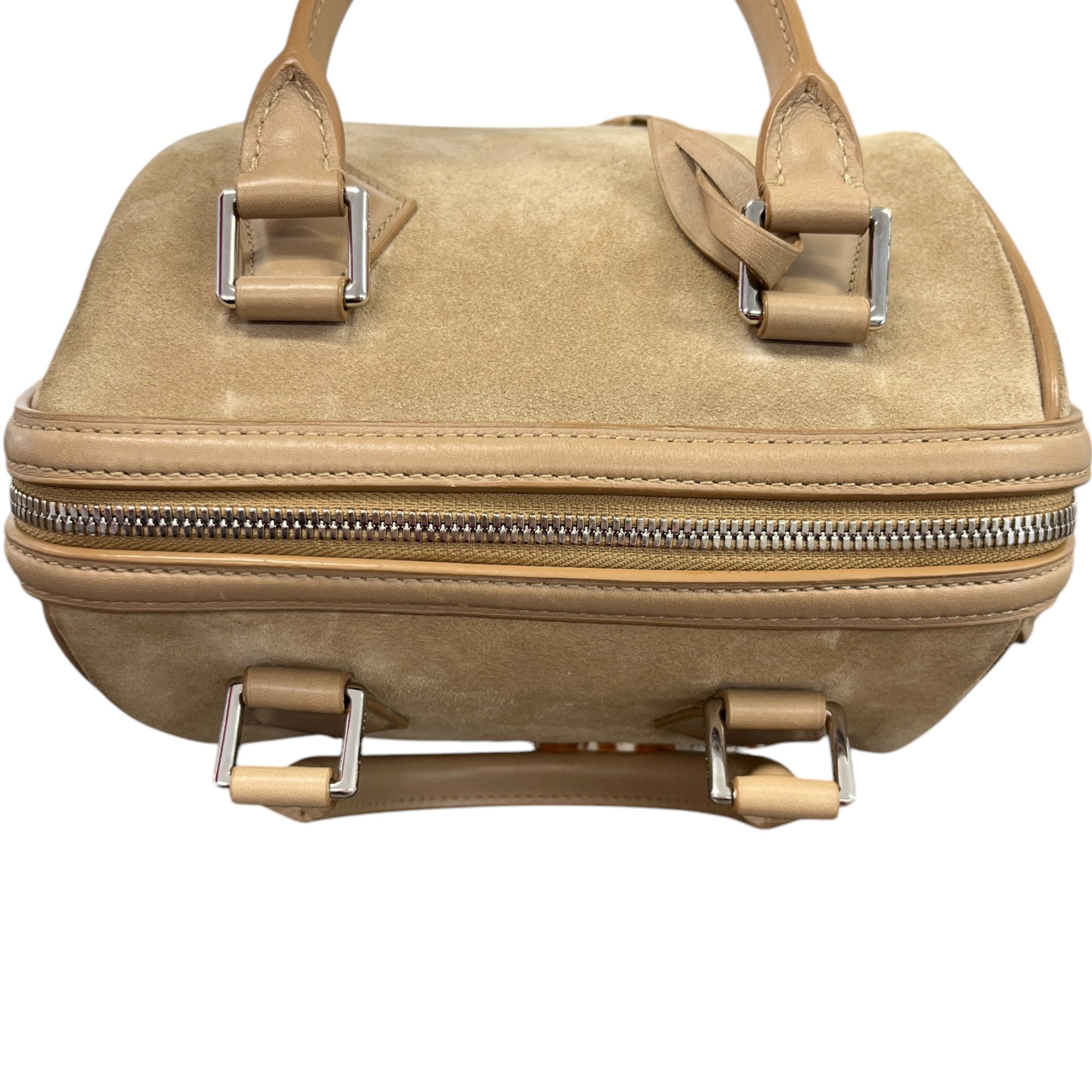 Women's Suede Cubic Illusion Fleur Speed Bag Beige