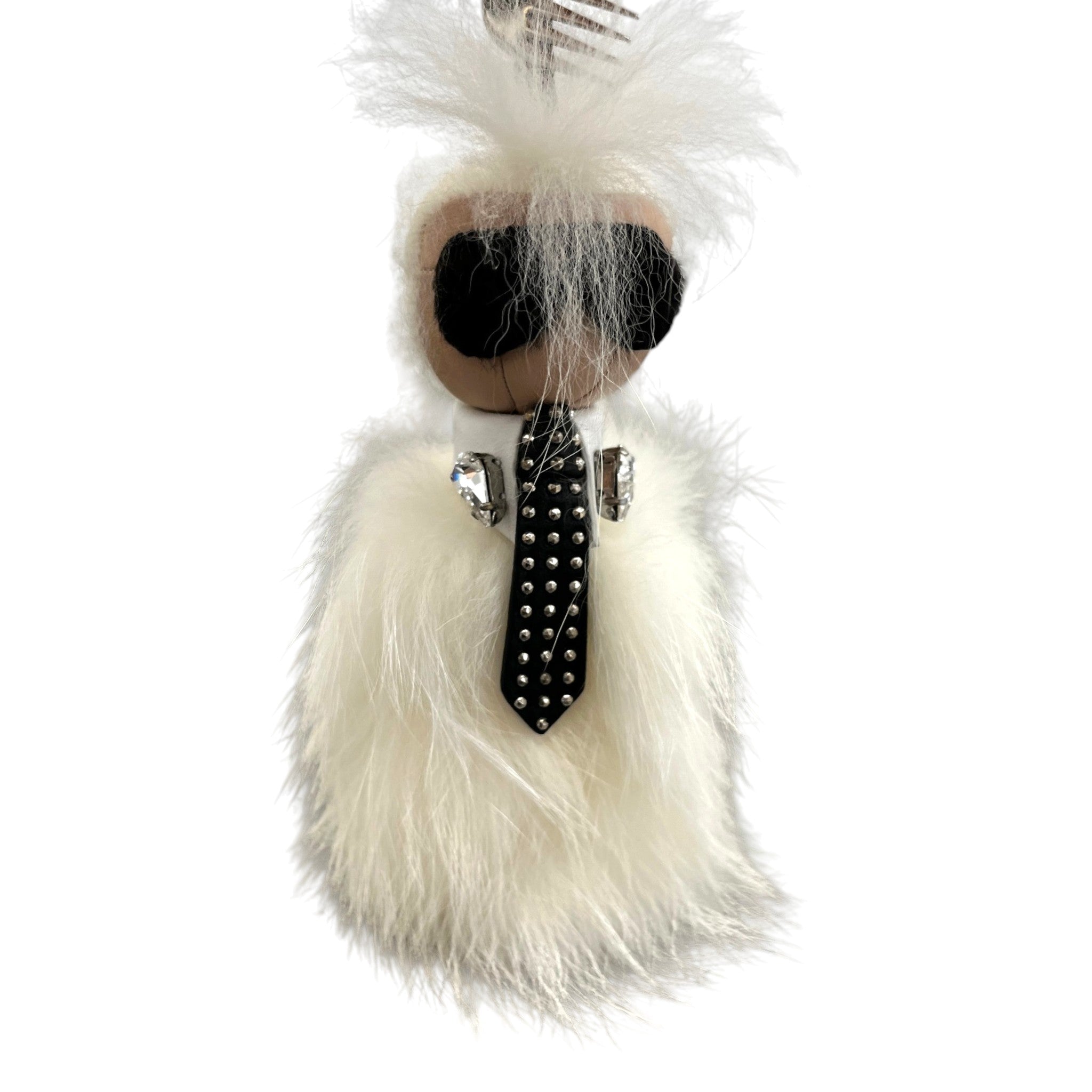 Women's Fox Fur Mini Karlito Keyring White