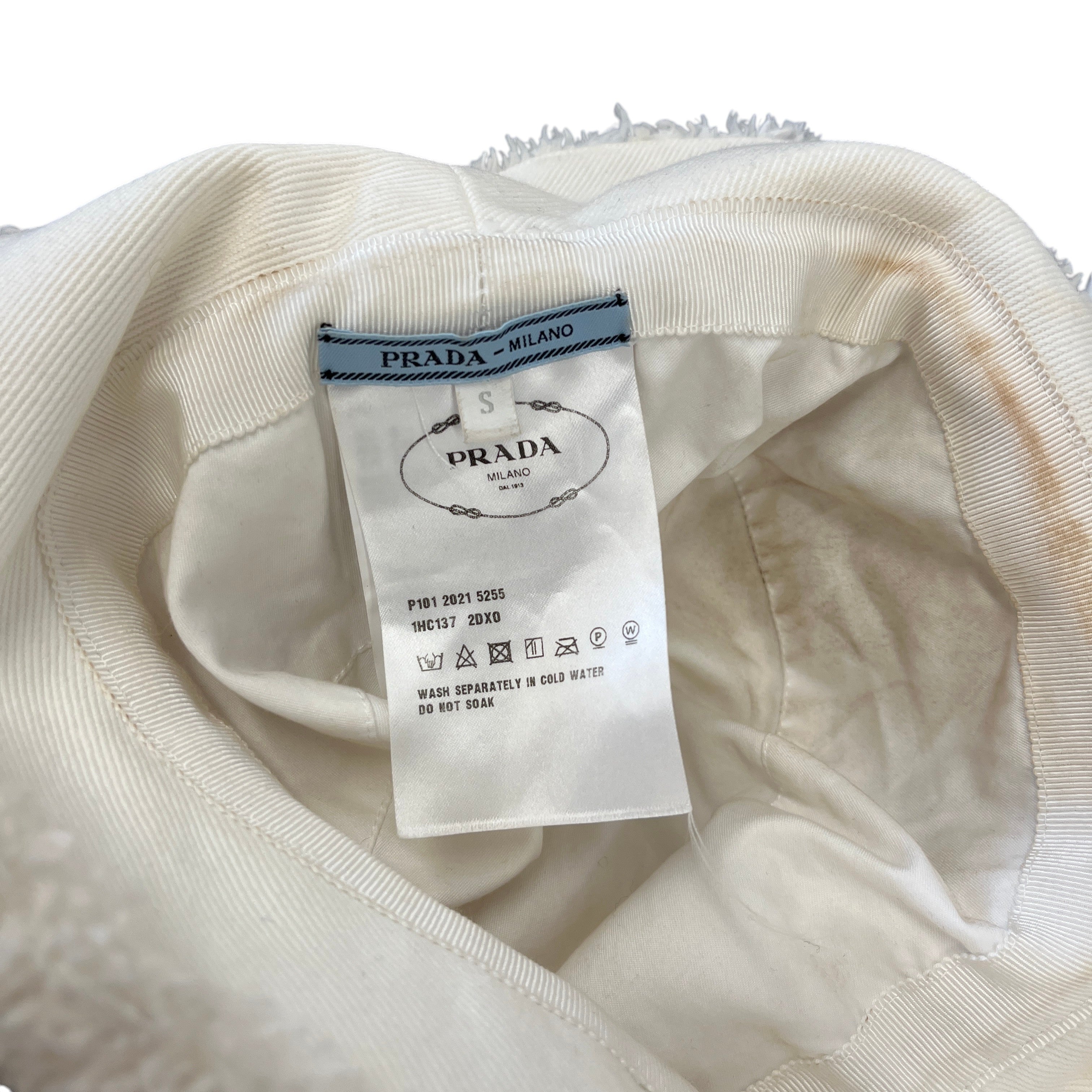 Women's Embroidered Logo Bucket Hat White Size S