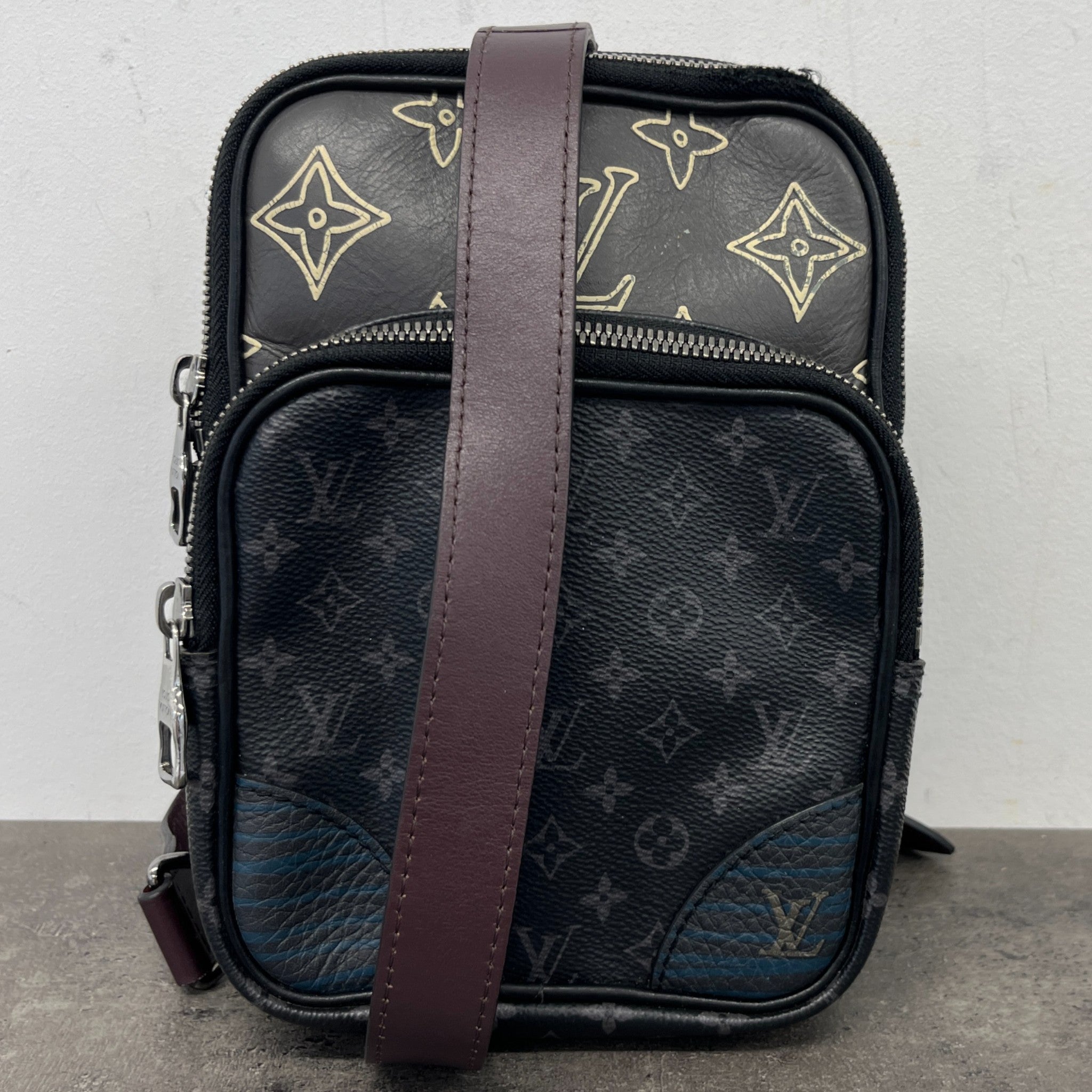 Men's Monogram Eclipse Patchwork Messenger Bag Black