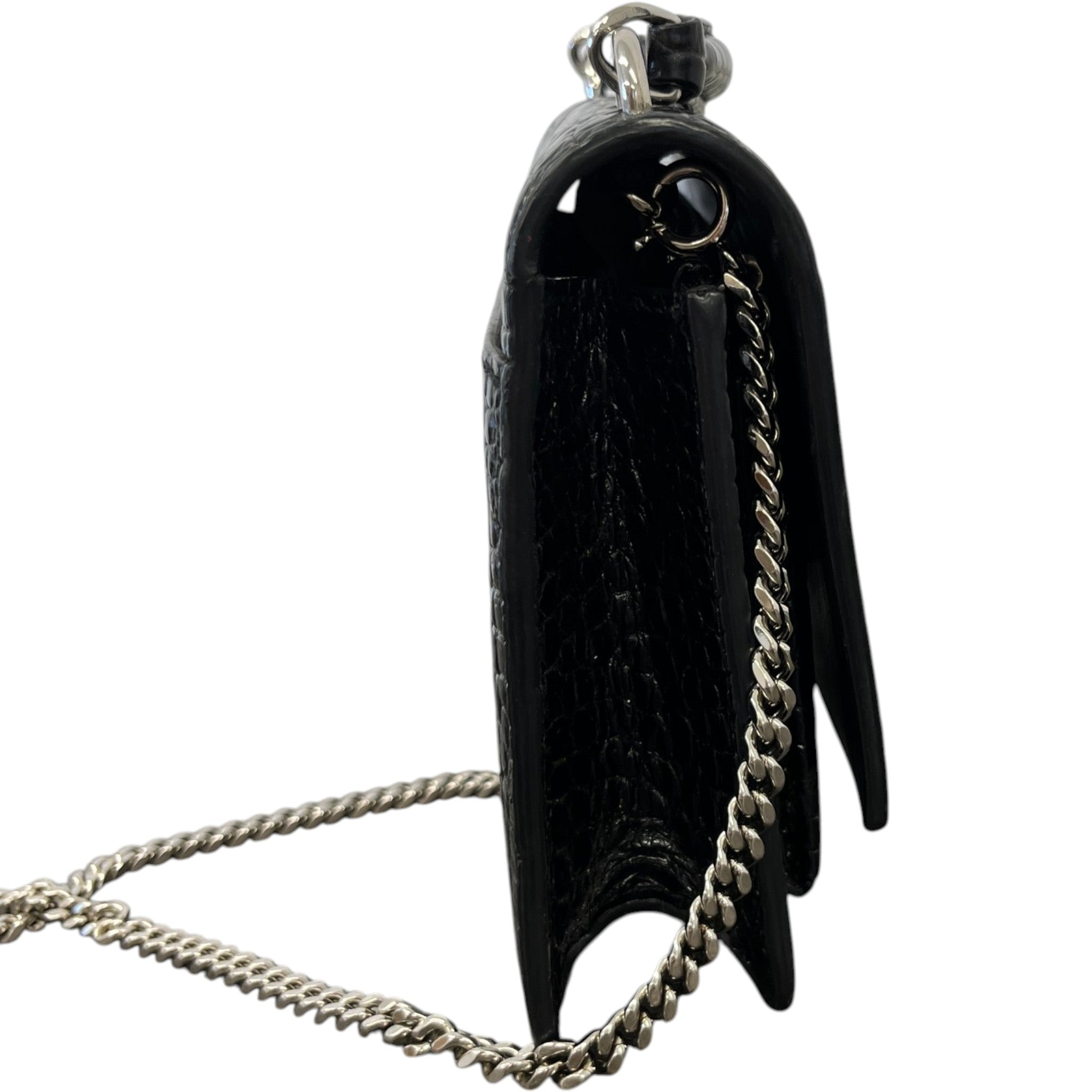 Women's Sunset Small Crocodile Embossed Leather Bag Black
