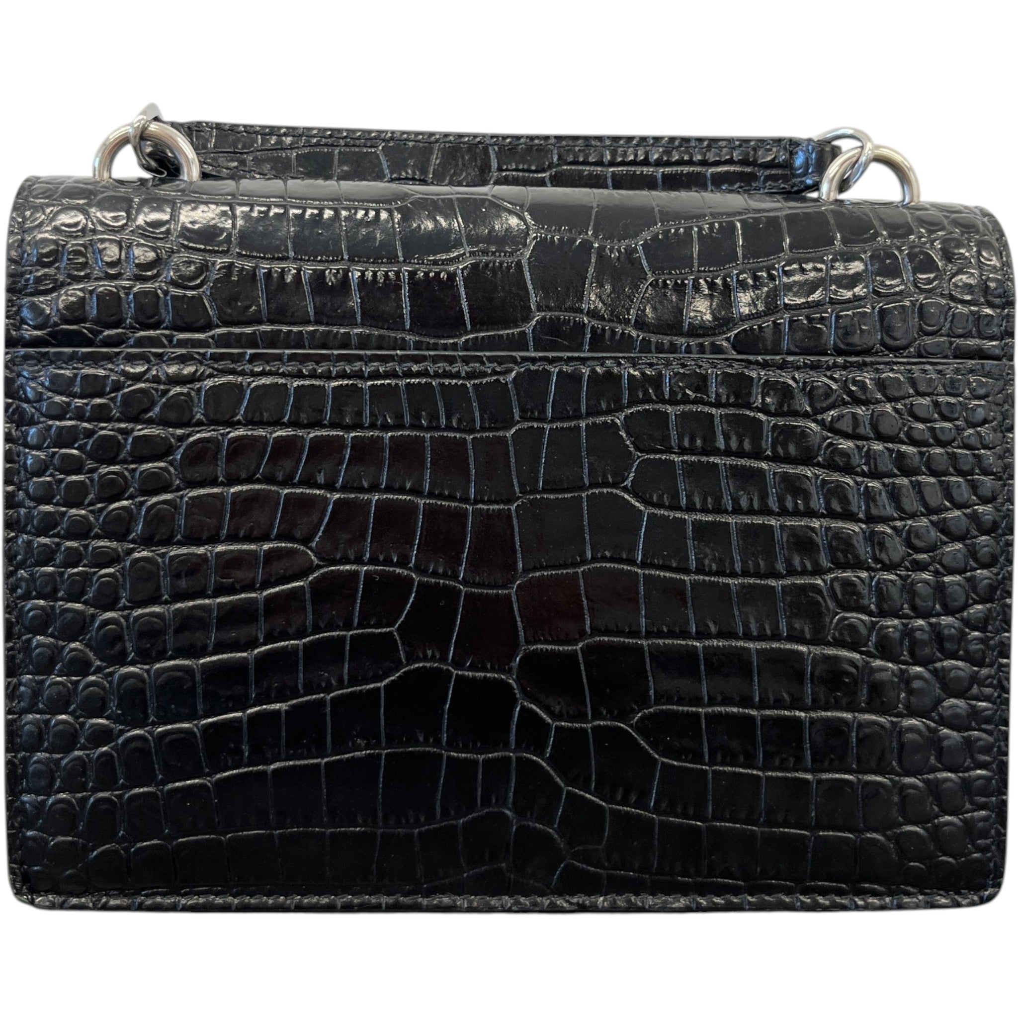 Women's Sunset Small Crocodile Embossed Leather Bag Black