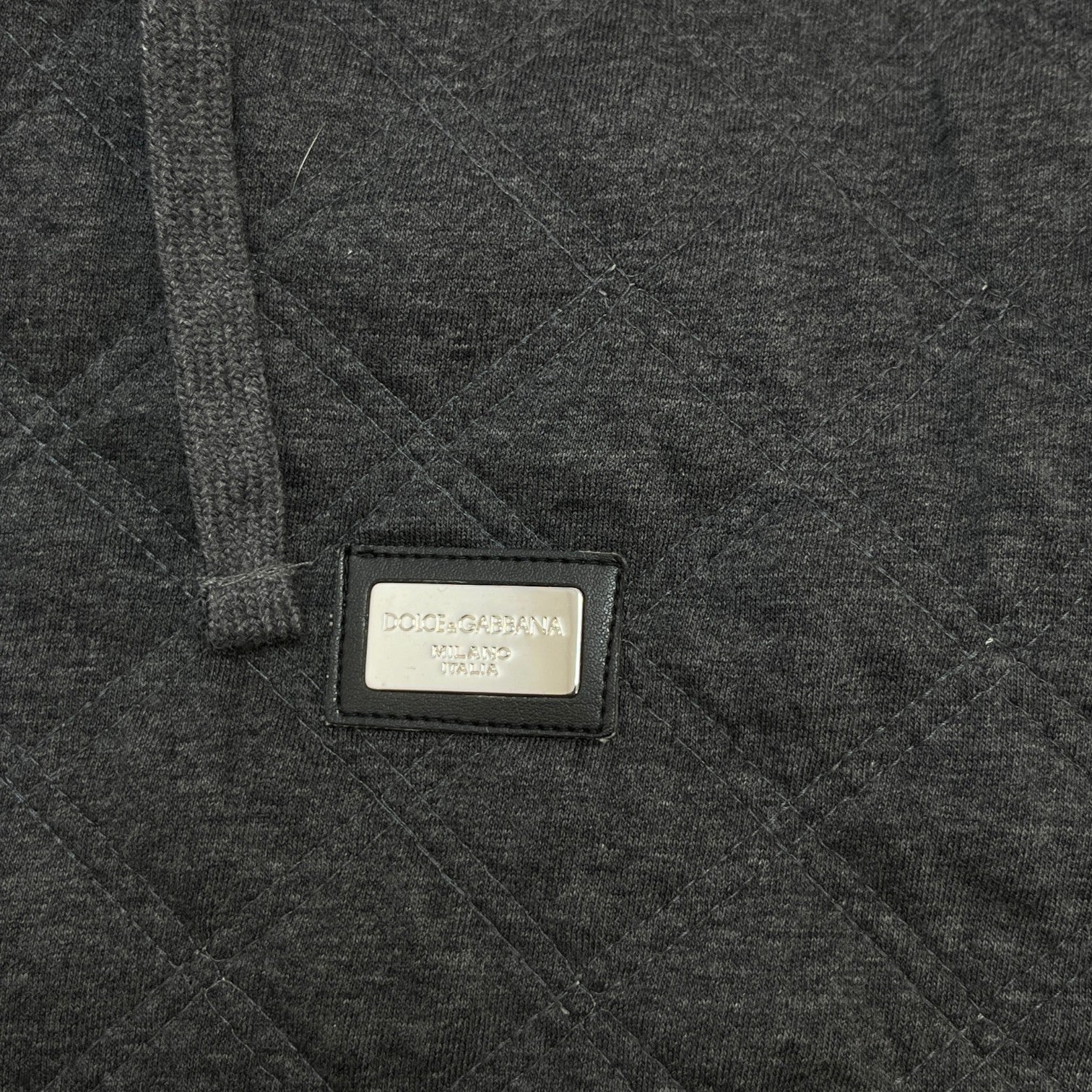 Men's Quilted Plaque Logo Hoodie Grey Size IT 54 / UK XXL
