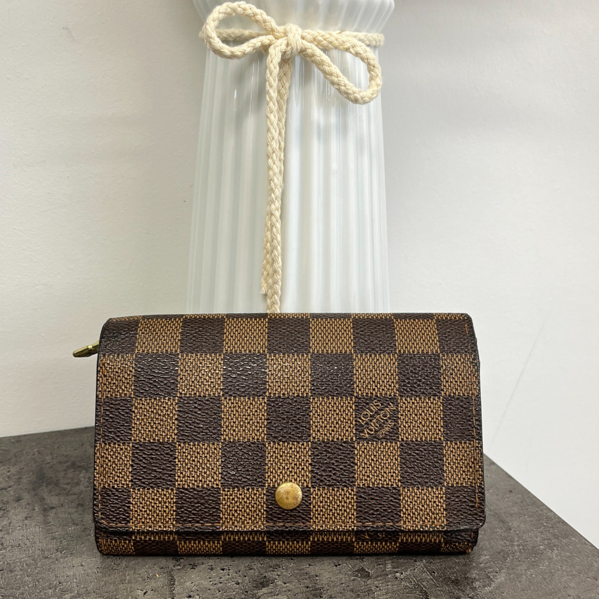 Women's Damier Ebene Porte Tresor Purse Brown