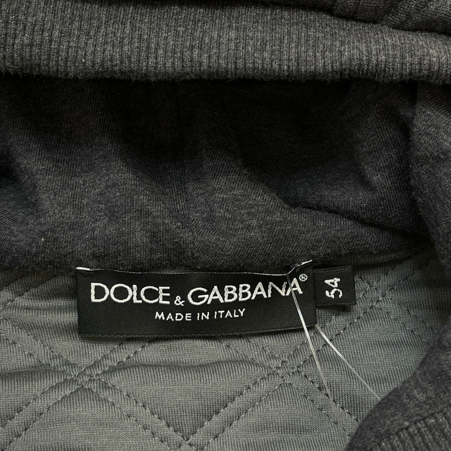 Men's Quilted Plaque Logo Hoodie Grey Size IT 54 / UK XXL