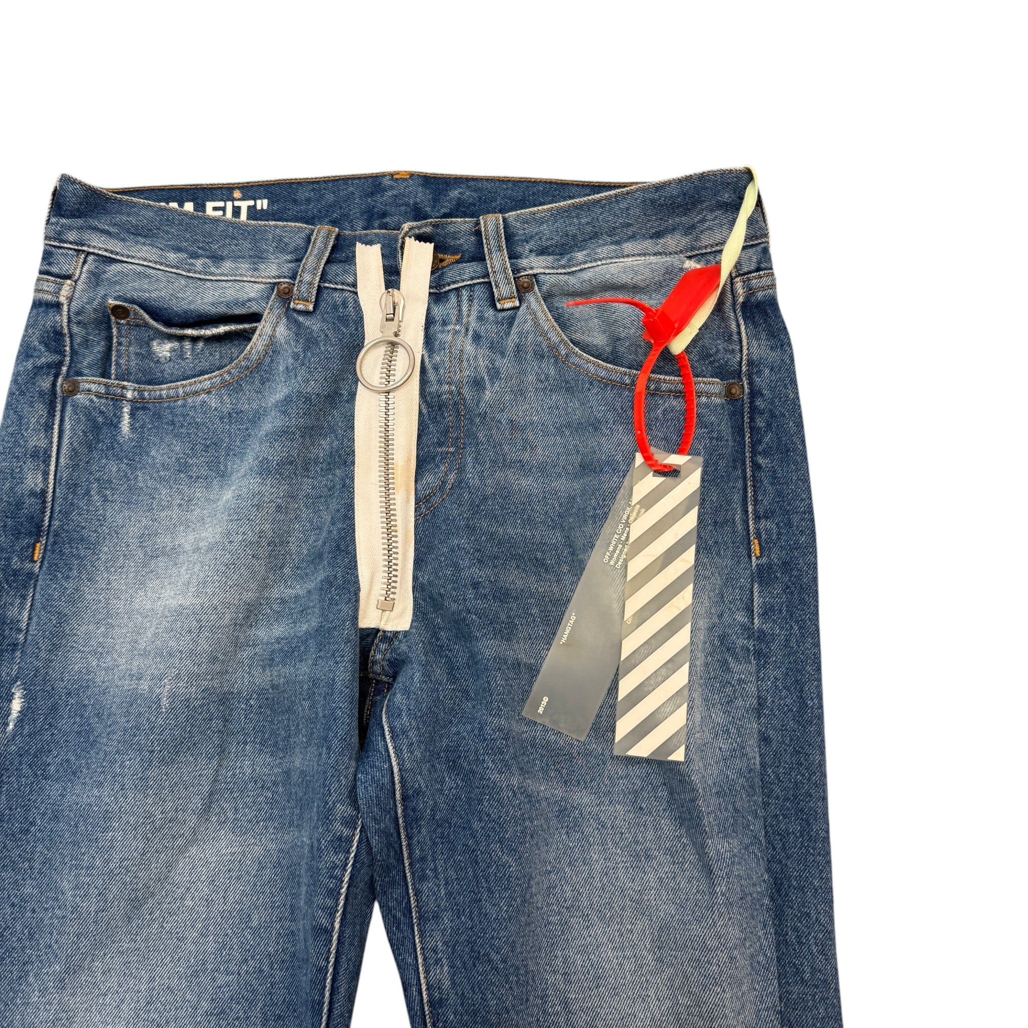 Men's Diag-Stripe Jeans Blue Size Waist 30"