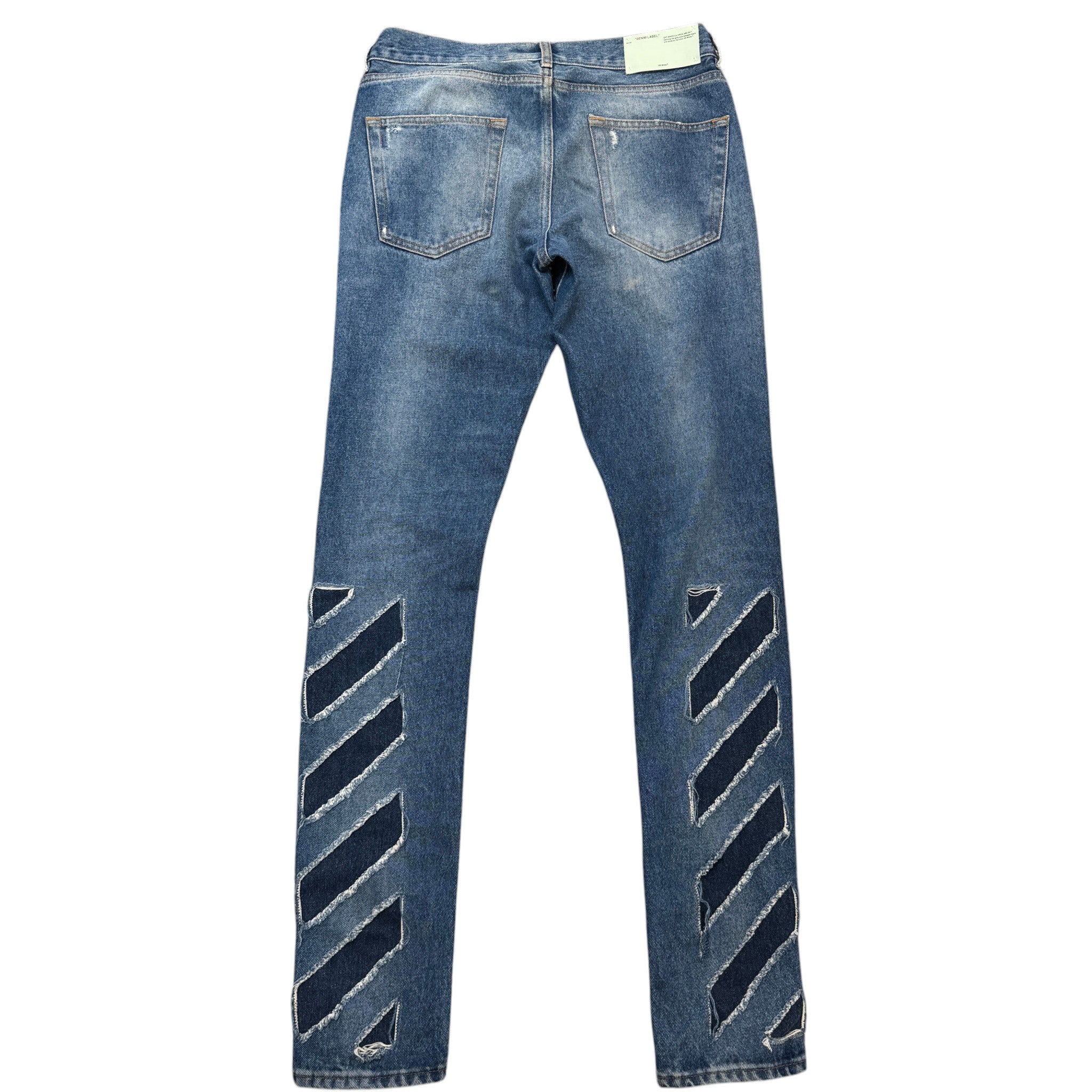 Men's Diag-Stripe Jeans Blue Size Waist 30"