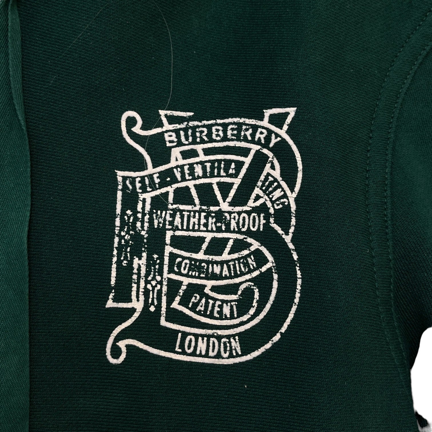 Men's Distressed Logo Print Hoodie Green Size XL