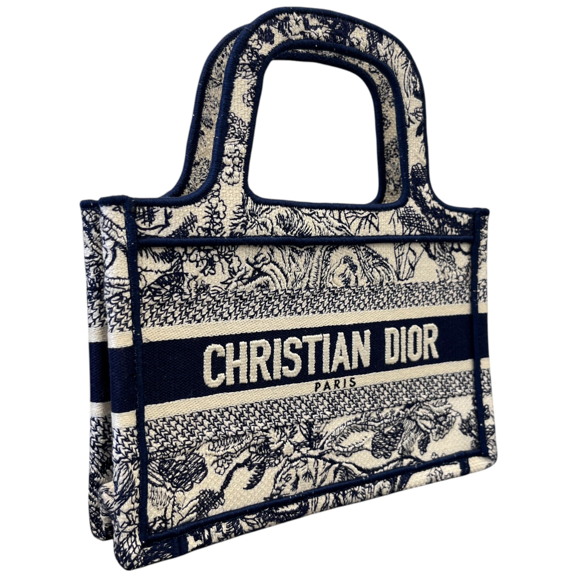 Women's Toile De Jouy Mini Book Tote Bag Navy