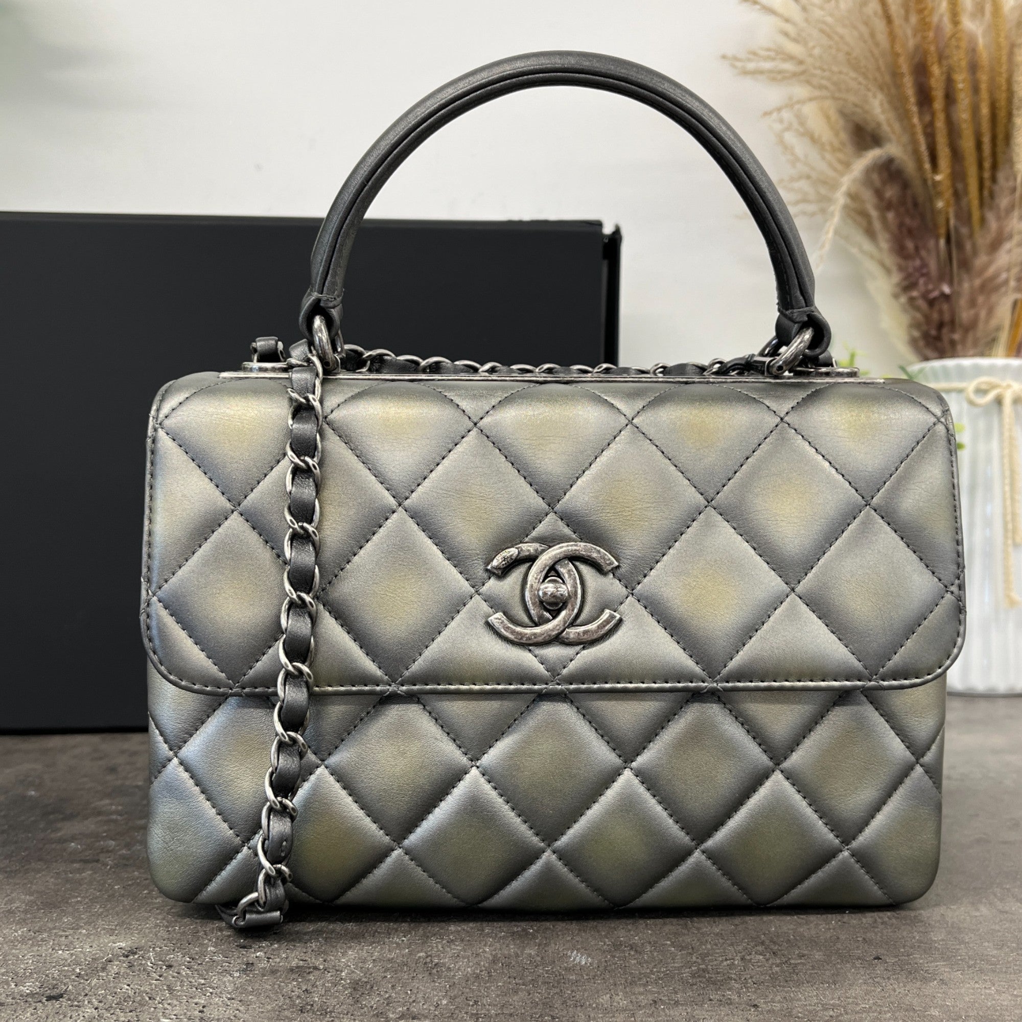 Women's Metallic Faded Small Trendy Cc Handbag Grey