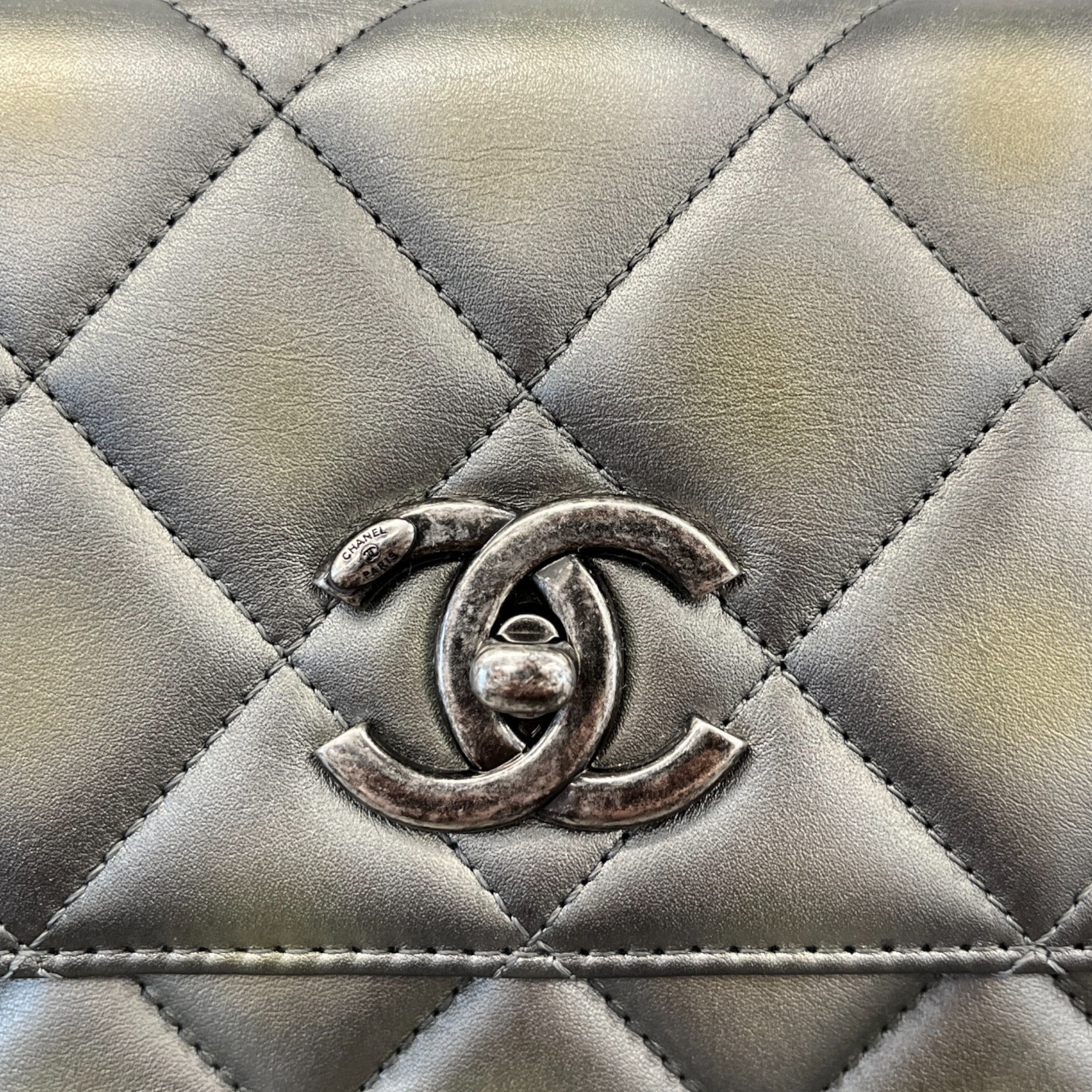 Women's Metallic Faded Small Trendy Cc Handbag Grey