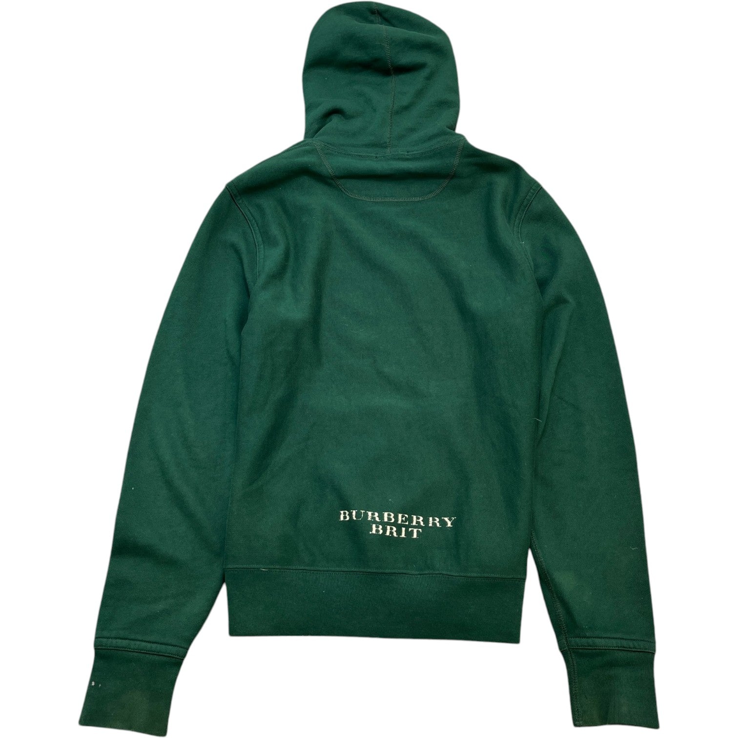 Men's Distressed Logo Print Hoodie Green Size XL