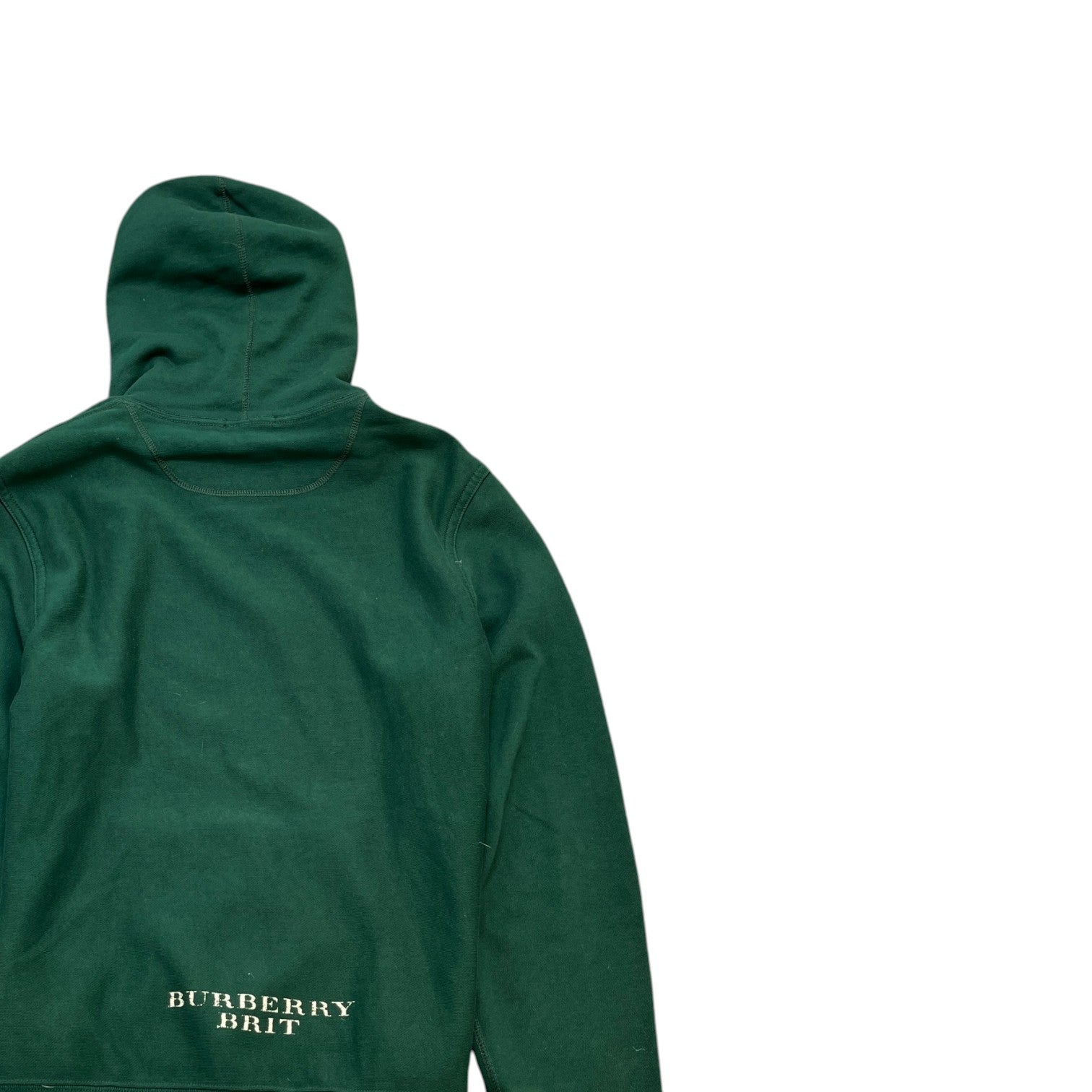 Men's Distressed Logo Print Hoodie Green Size XL
