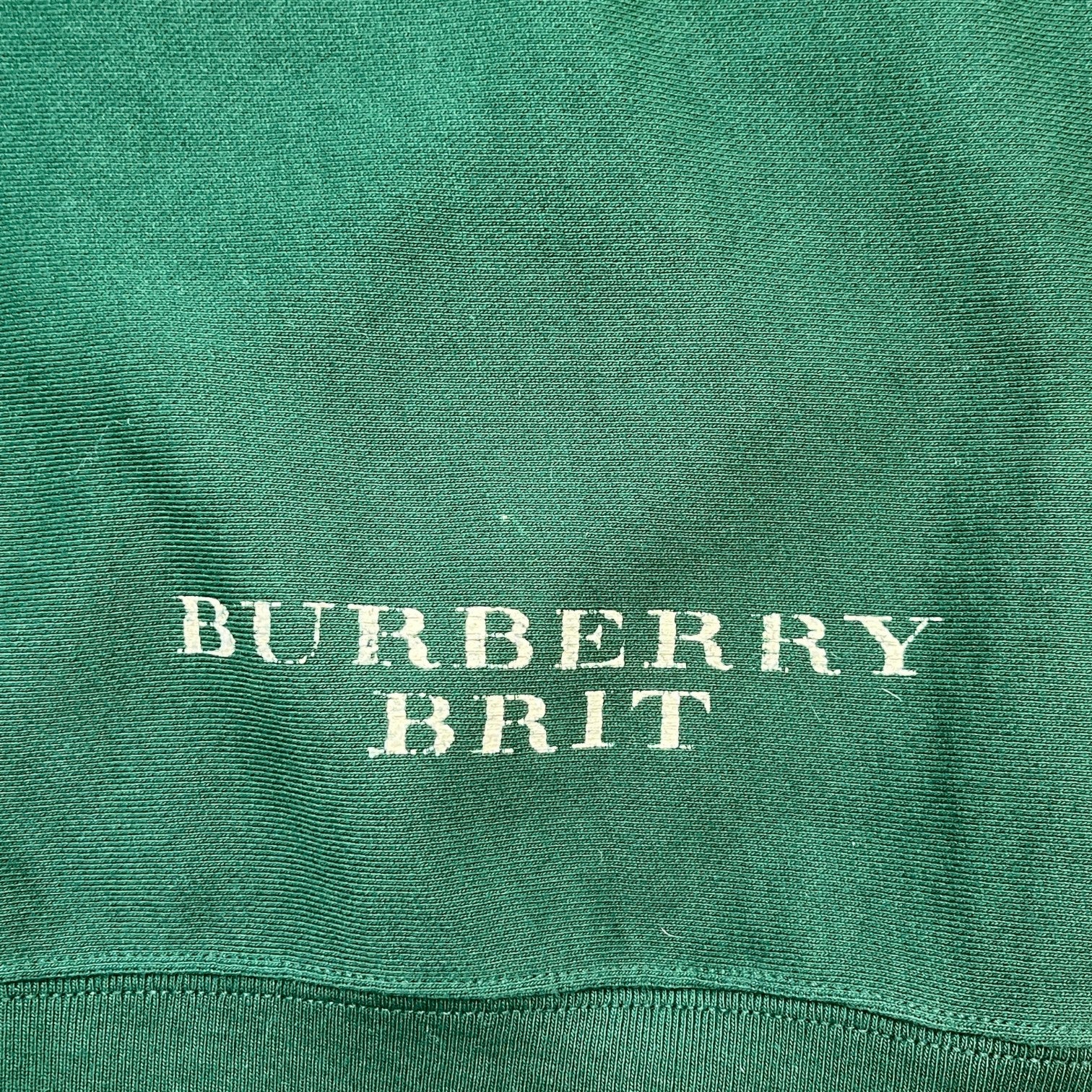 Men's Distressed Logo Print Hoodie Green Size XL