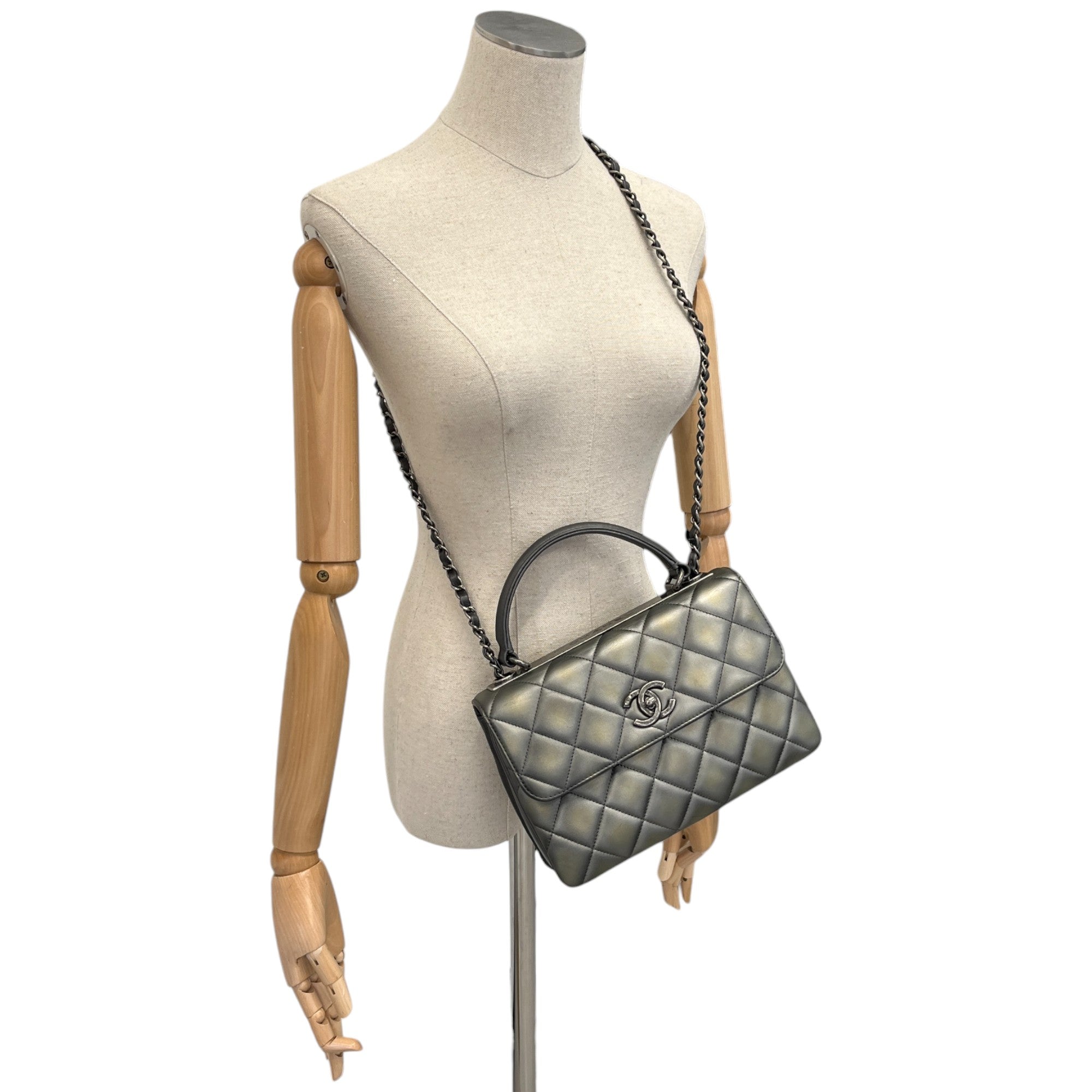 Women's Metallic Faded Small Trendy Cc Handbag Grey
