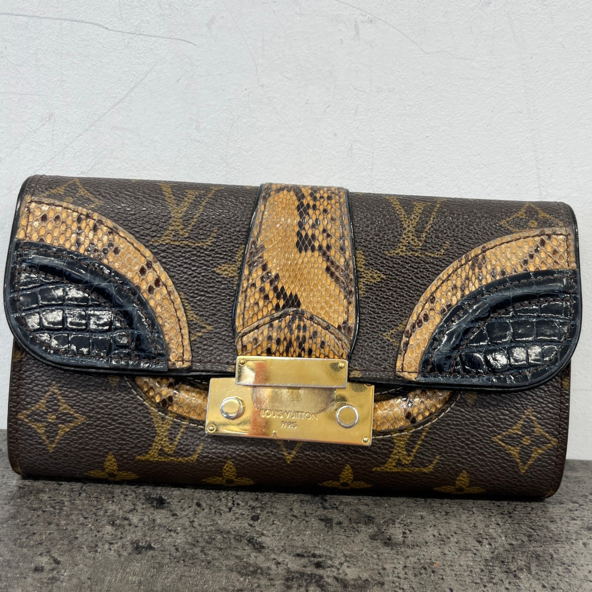 Women's Monogramissime Exotique Python Trim Wallet Brown
