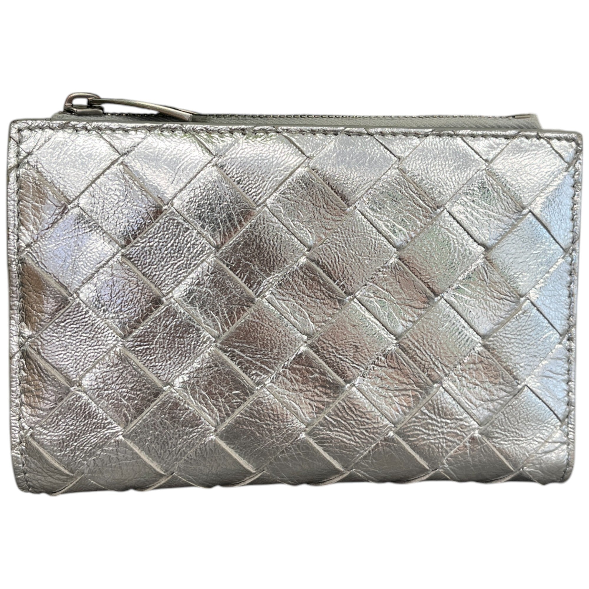 Women's Intrecciato Metallic Purse Silver
